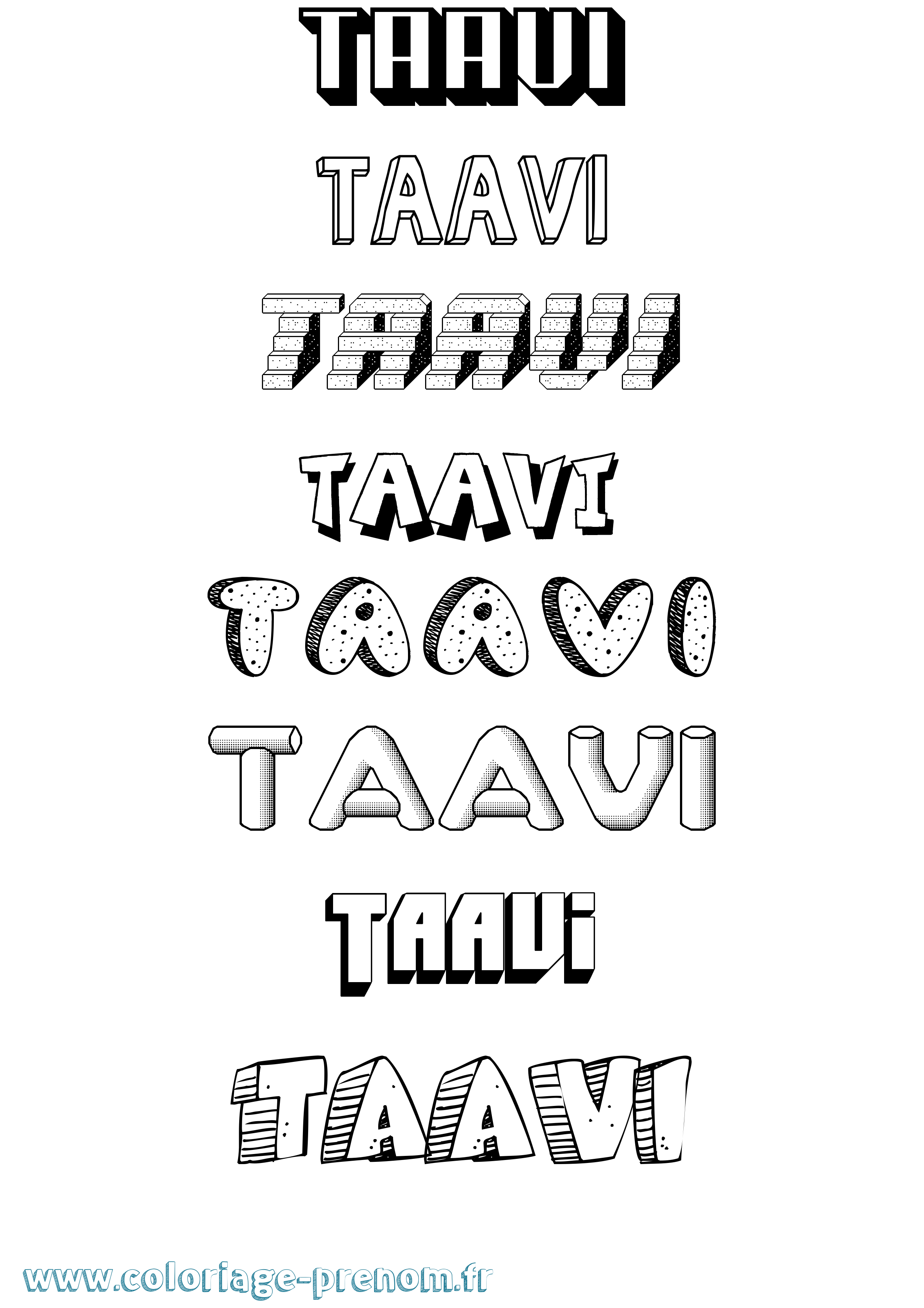 Coloriage prénom Taavi Effet 3D