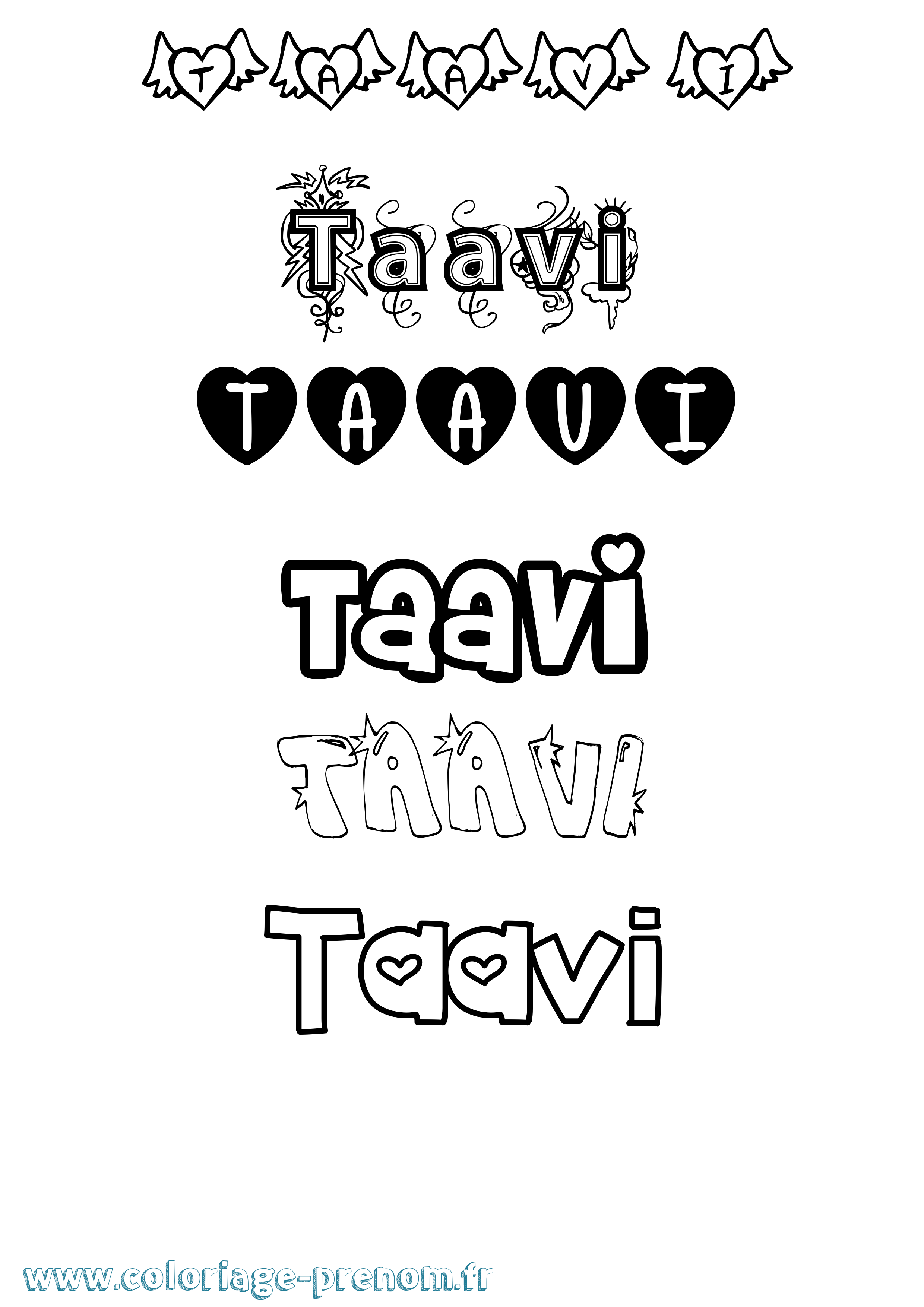 Coloriage Taavi Girly Coloriage prénom Taavi Girly