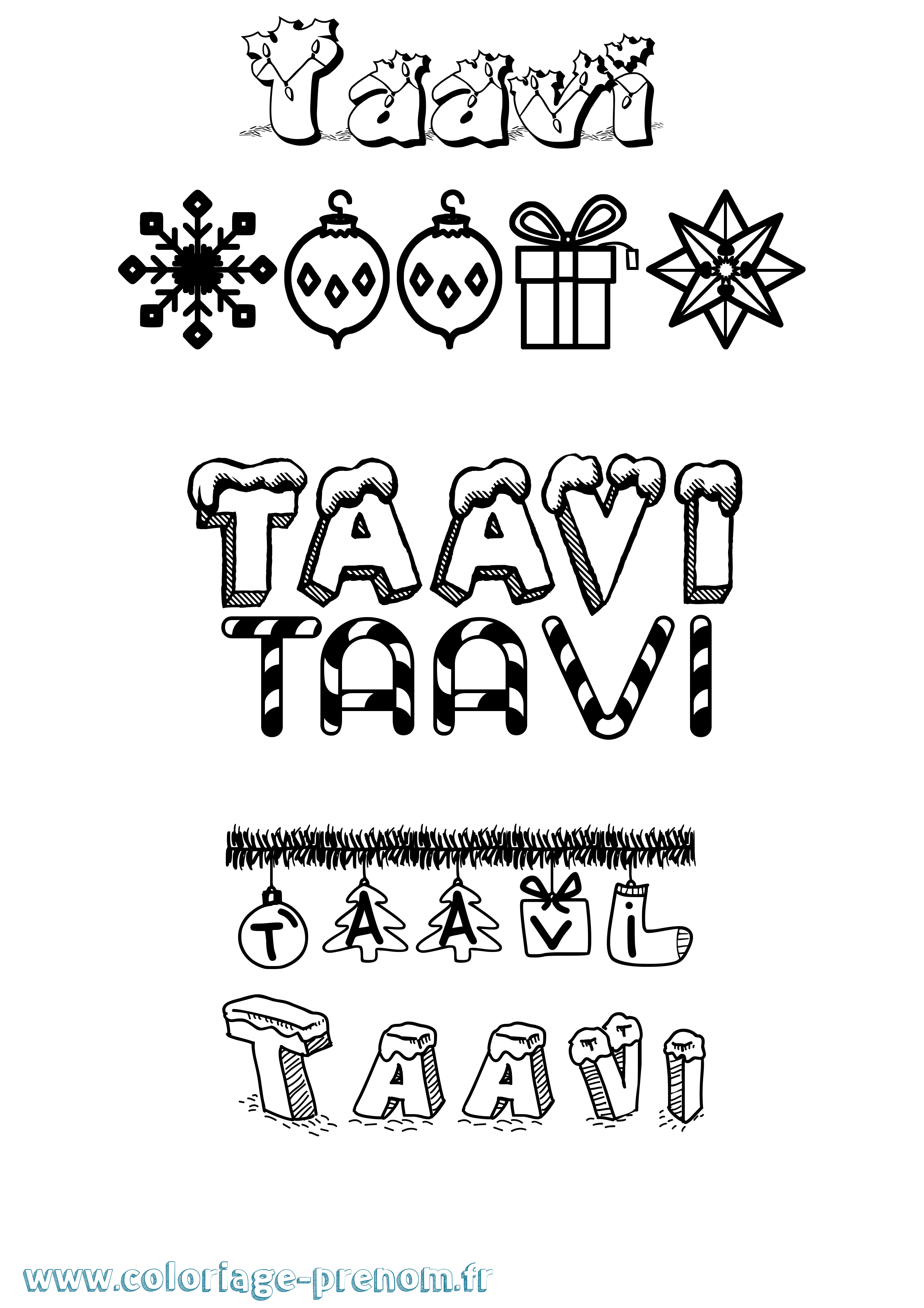 Coloriage Taavi Noël Coloriage prénom Taavi Noël