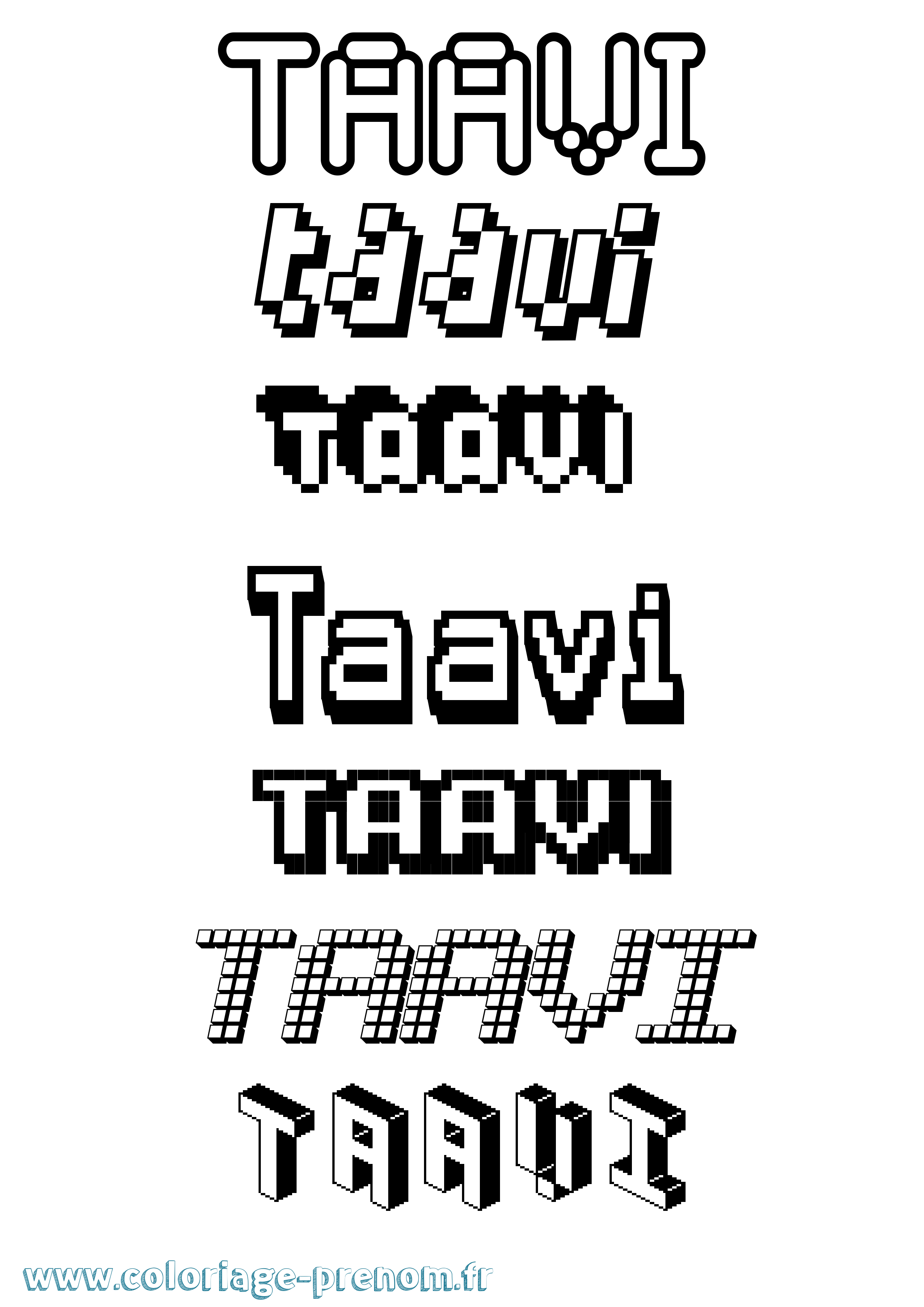 Coloriage prénom Taavi Pixel