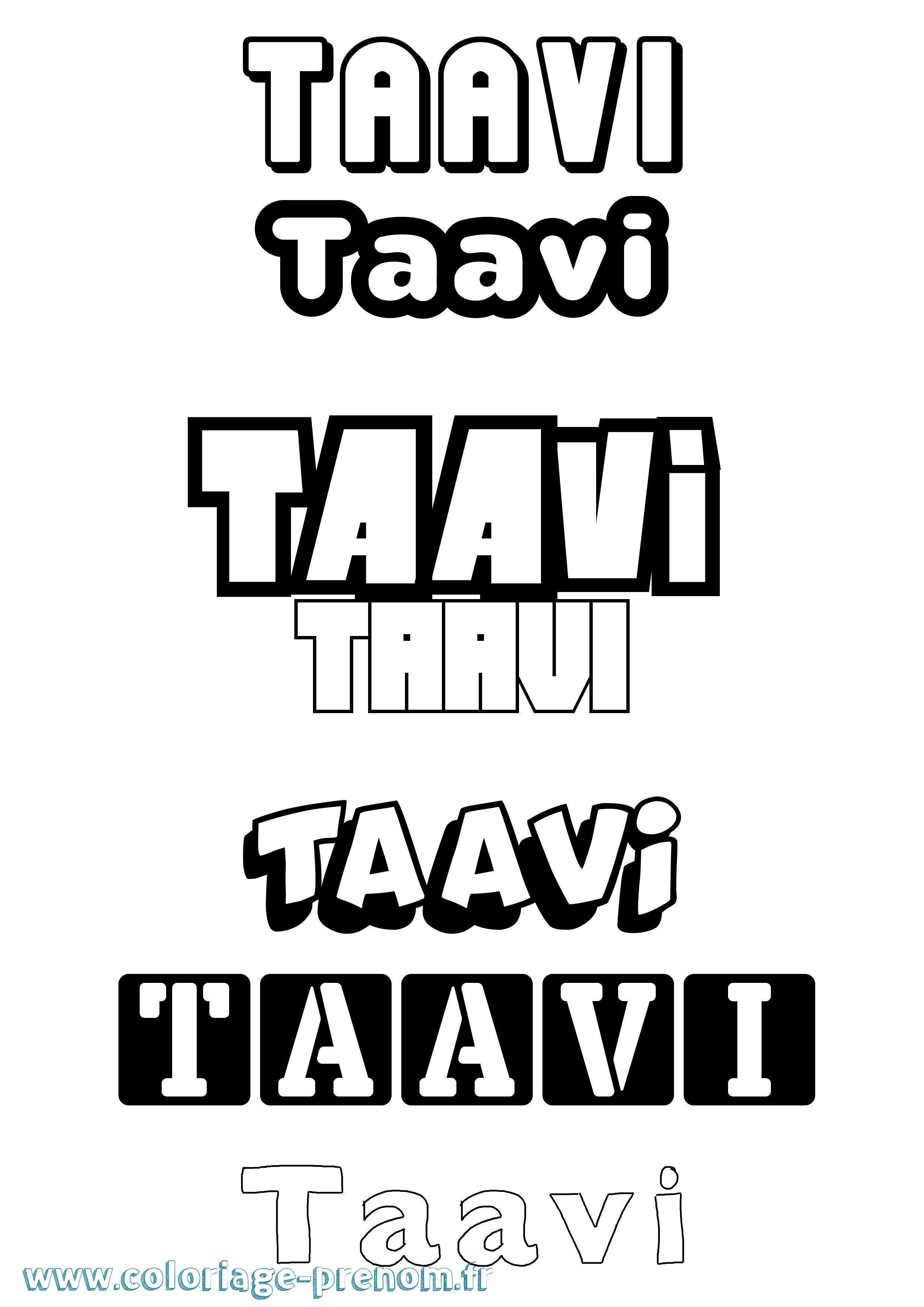 Coloriage prénom Taavi Simple