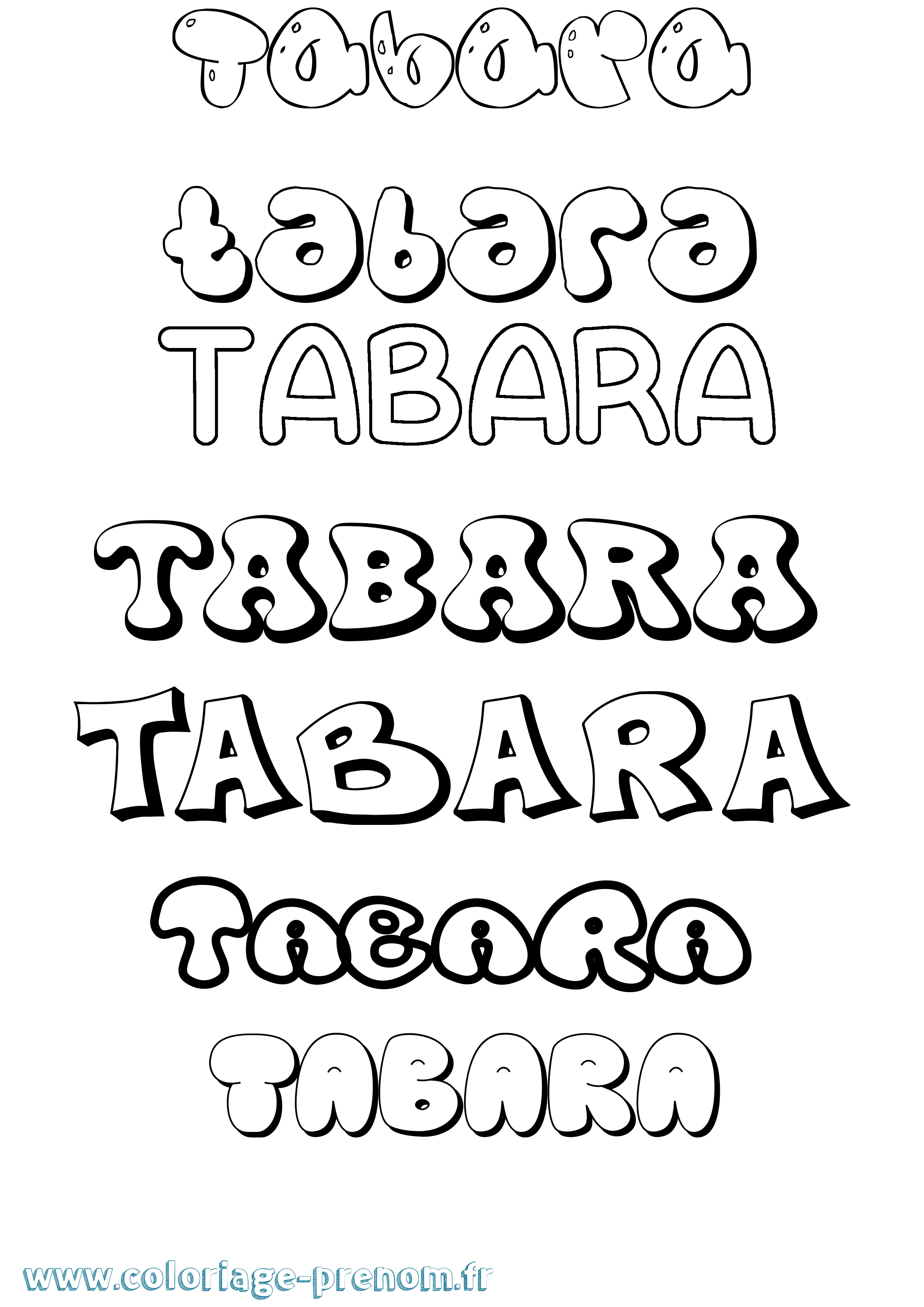 Coloriage Tabara Bubble Coloriage prénom Tabara Bubble