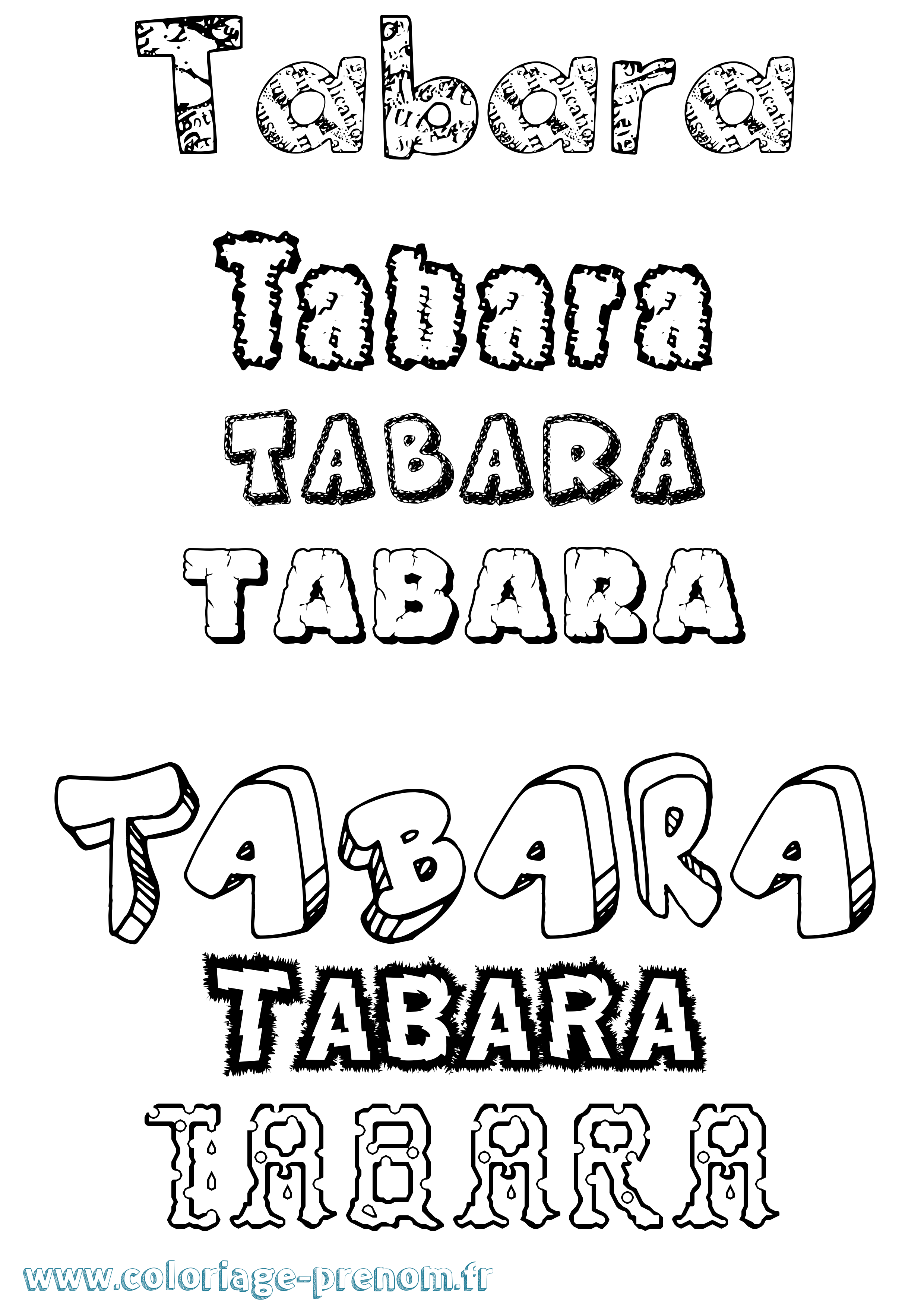 Coloriage Tabara Destructuré Coloriage prénom Tabara Destructuré