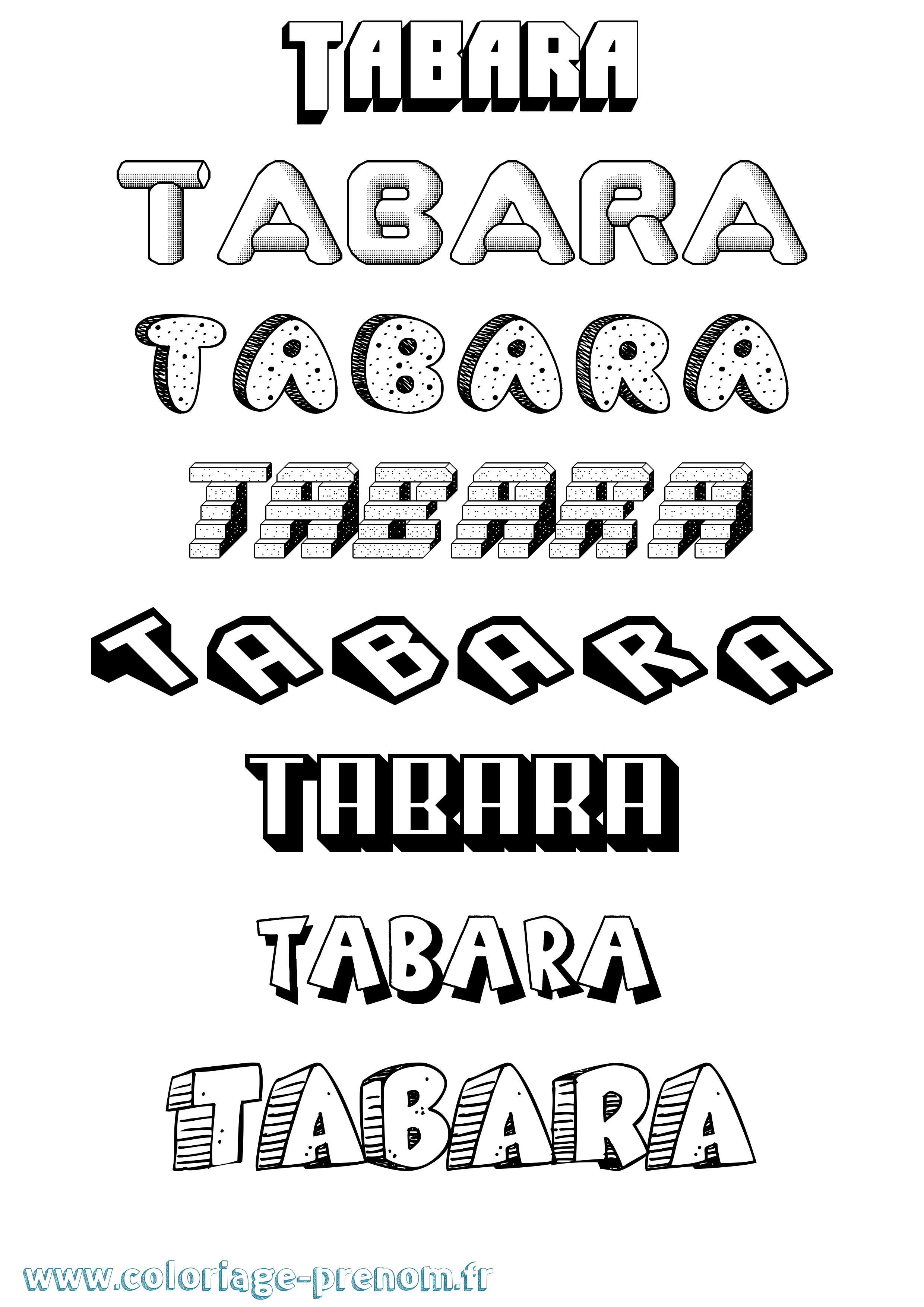 Coloriage Tabara Effet 3D Coloriage prénom Tabara Effet 3D