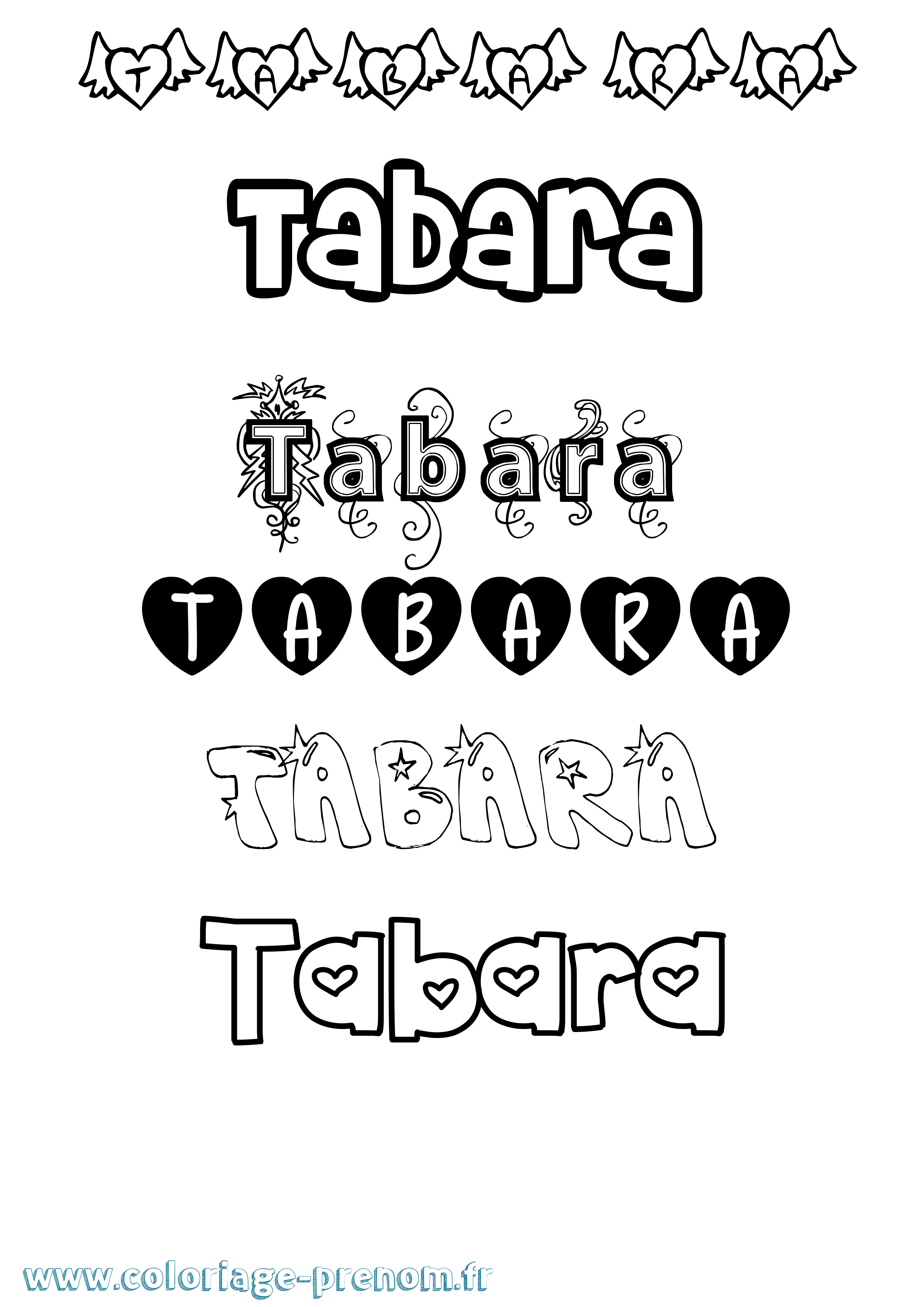 Coloriage Tabara Girly Coloriage prénom Tabara Girly
