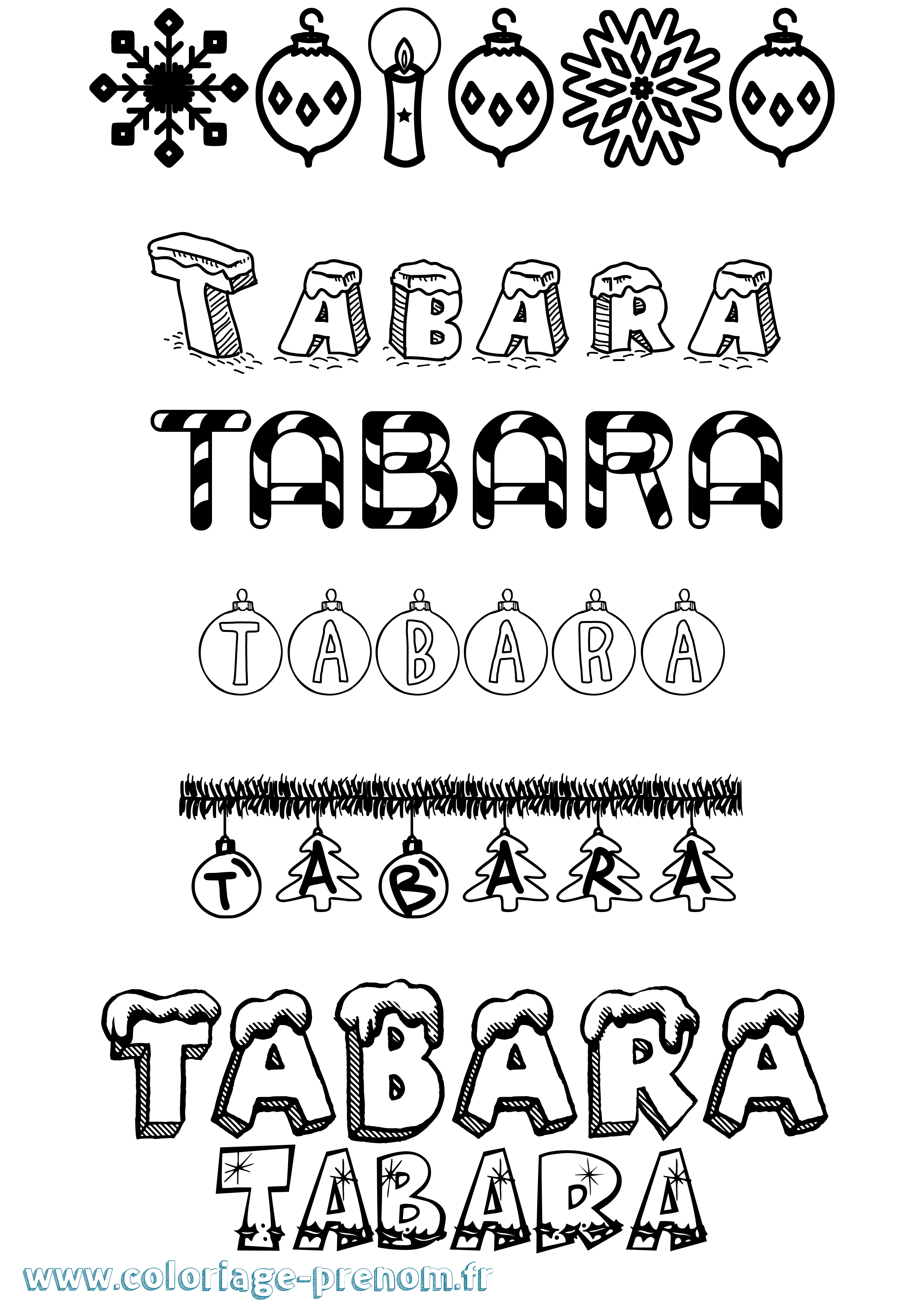 Coloriage Tabara Noël Coloriage prénom Tabara Noël