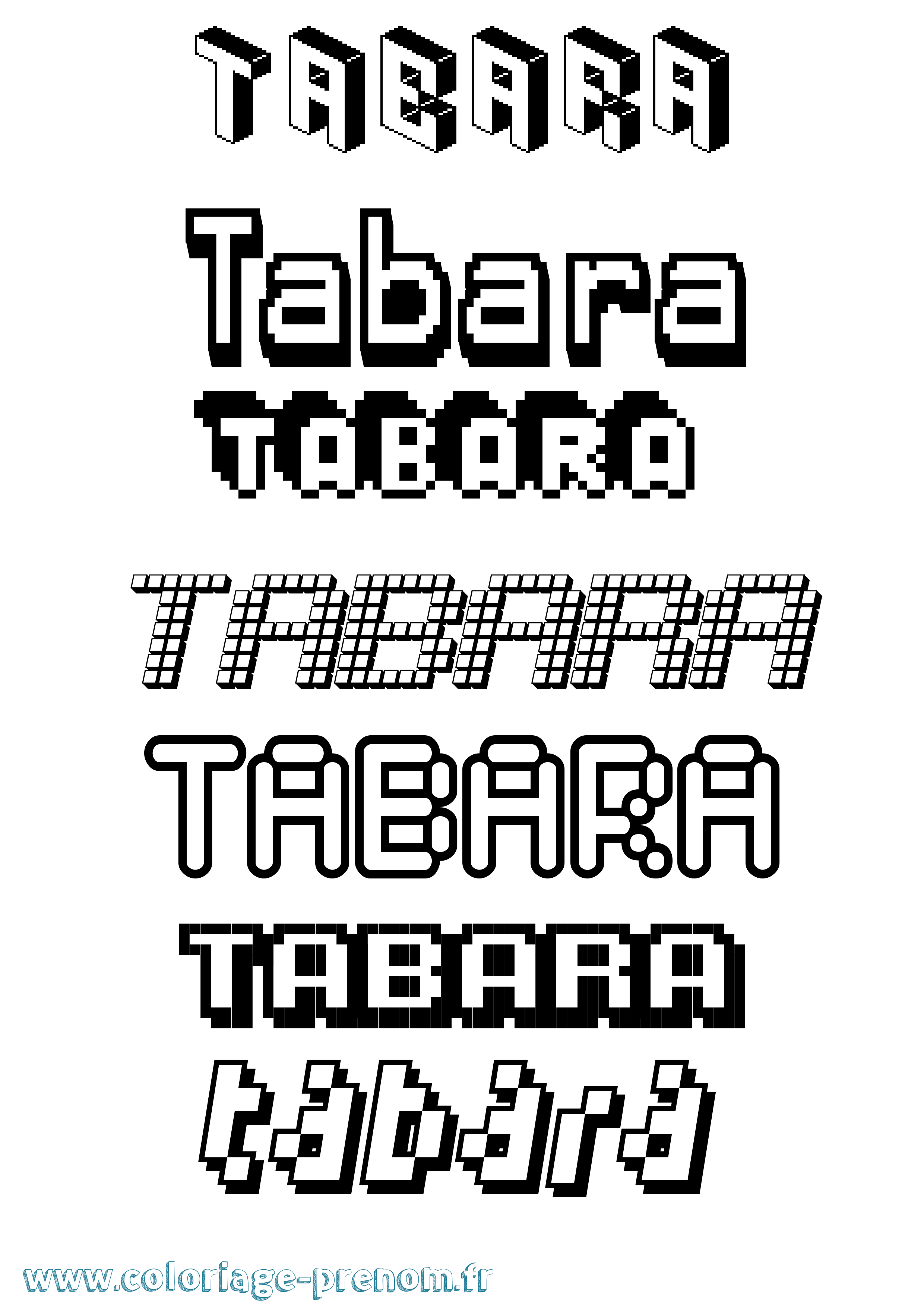 Coloriage Tabara Pixel Coloriage prénom Tabara Pixel