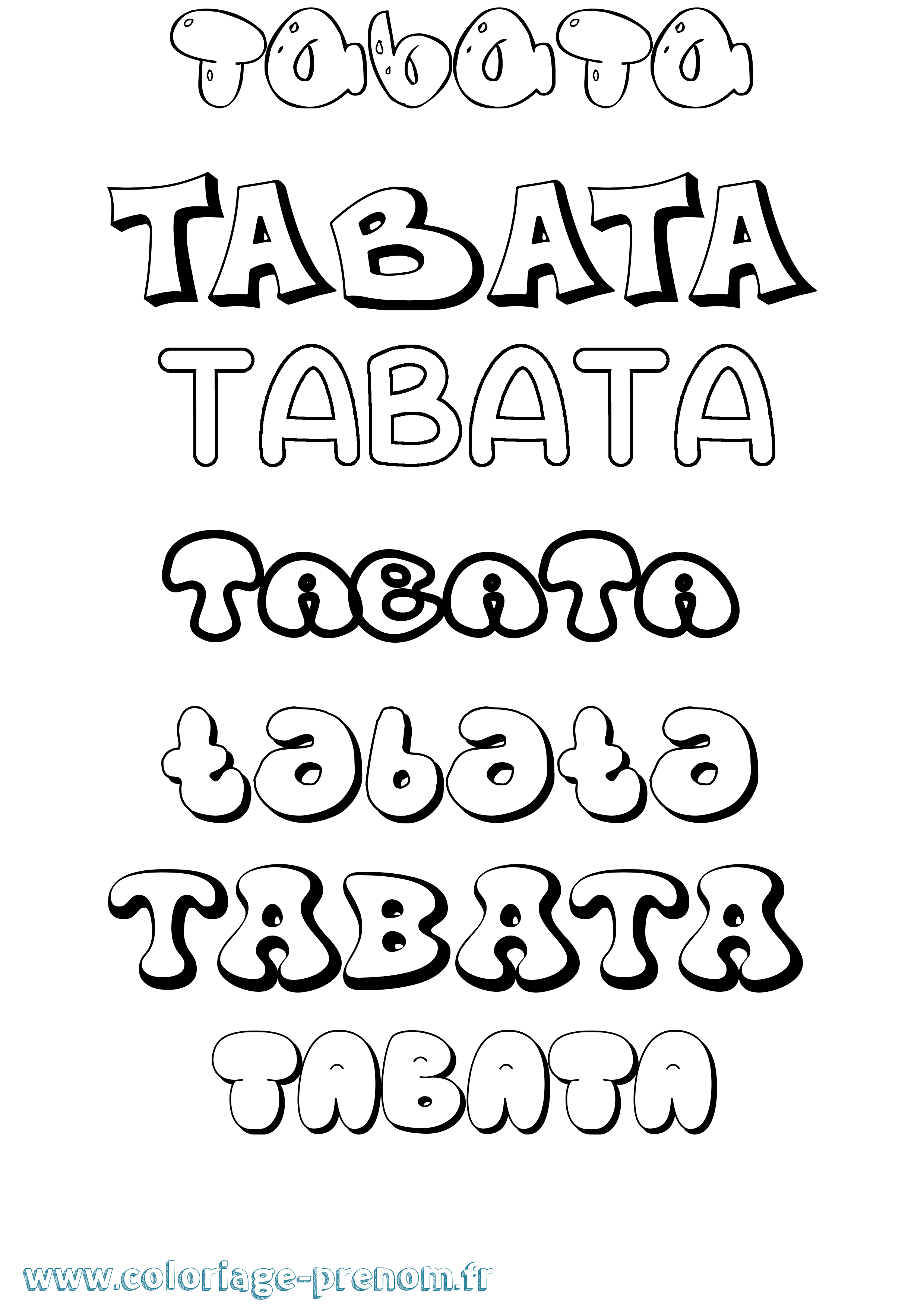 Coloriage Tabata Bubble Coloriage prénom Tabata Bubble