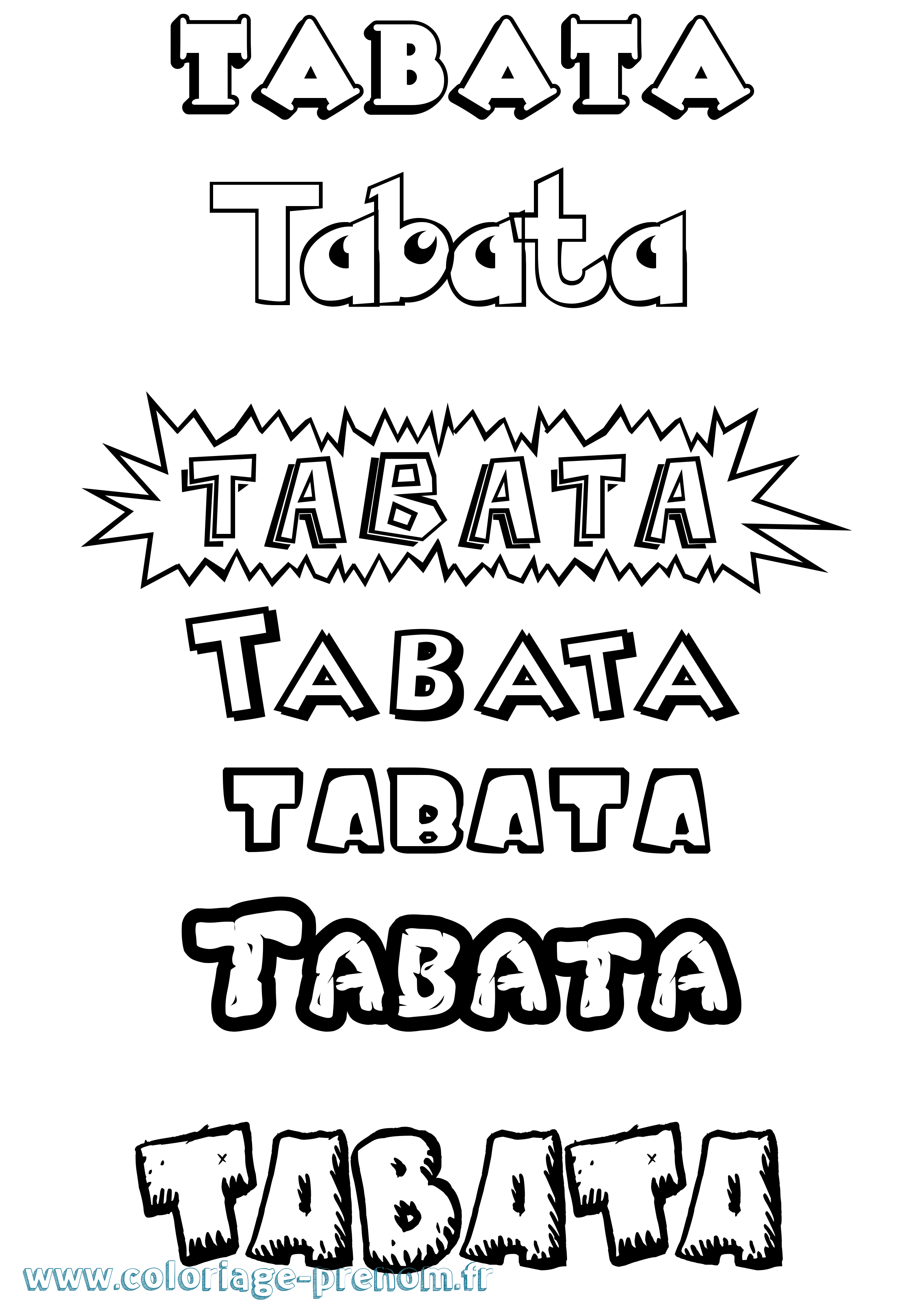Coloriage prénom Tabata Dessin Animé