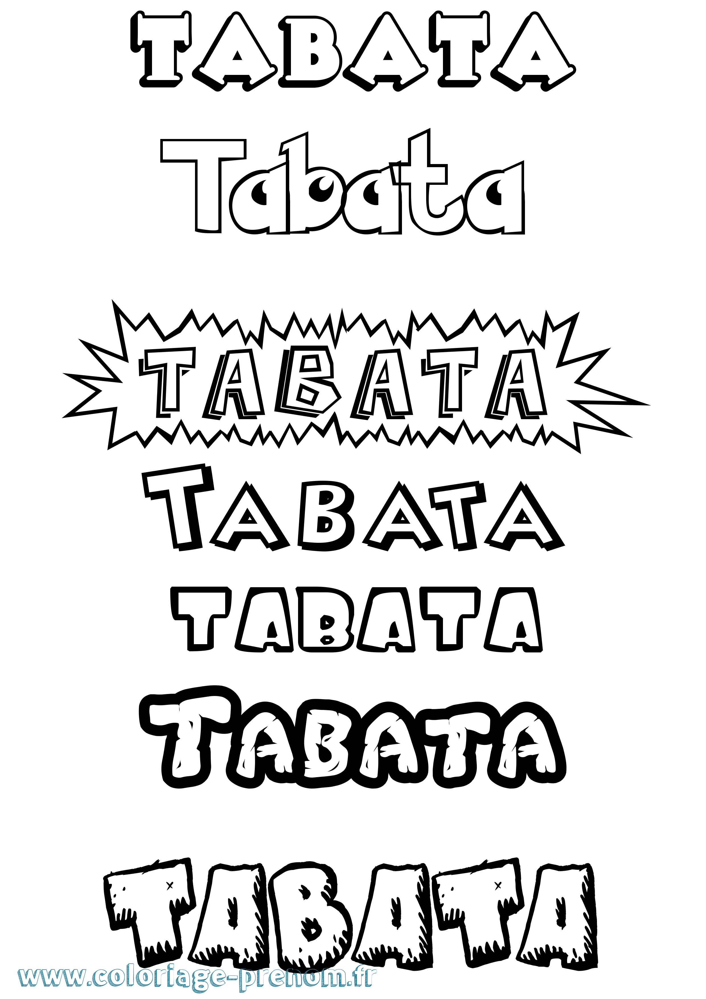 Coloriage Tabata Dessin Animé Coloriage prénom Tabata Dessin Animé