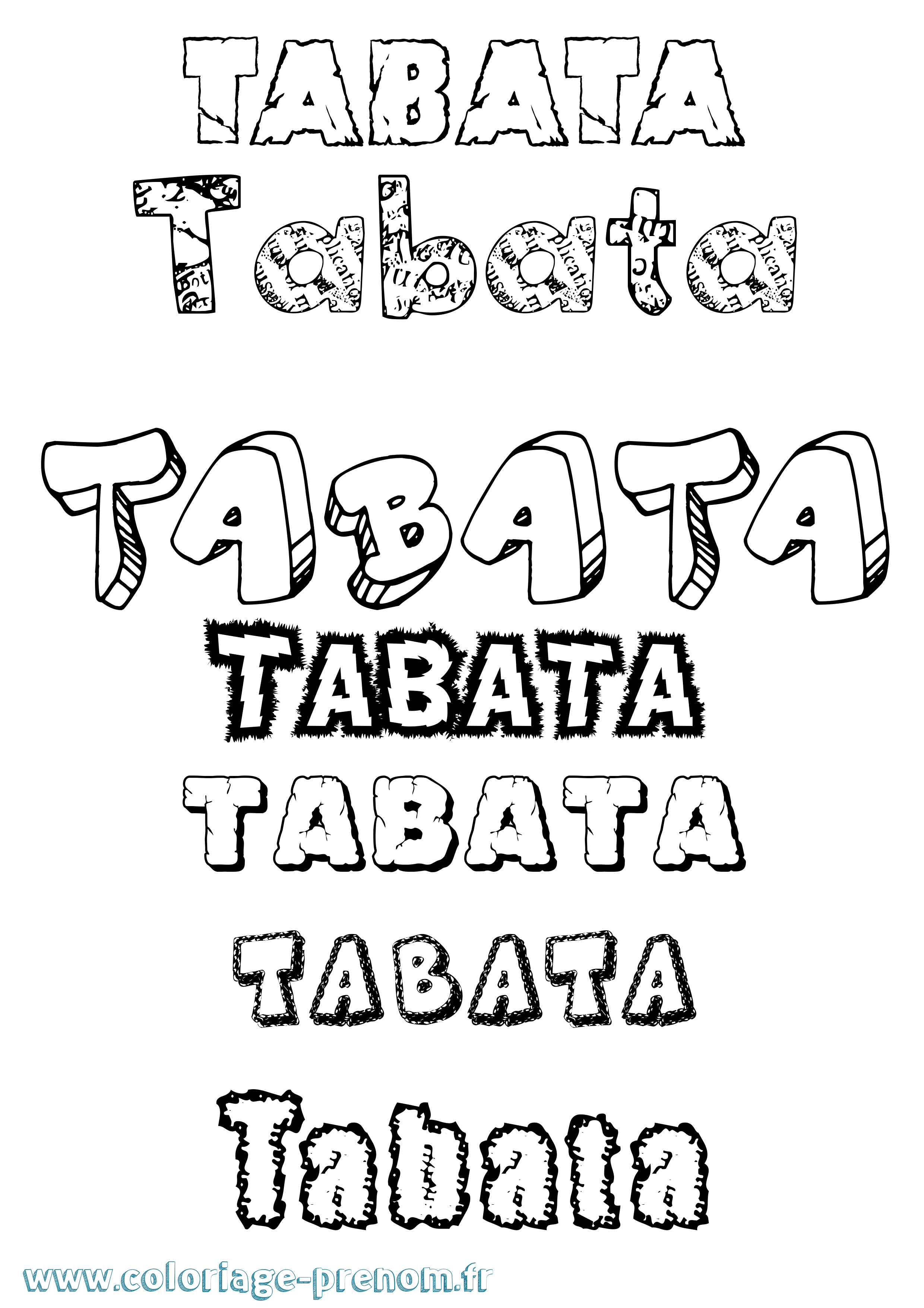 Coloriage prénom Tabata Destructuré