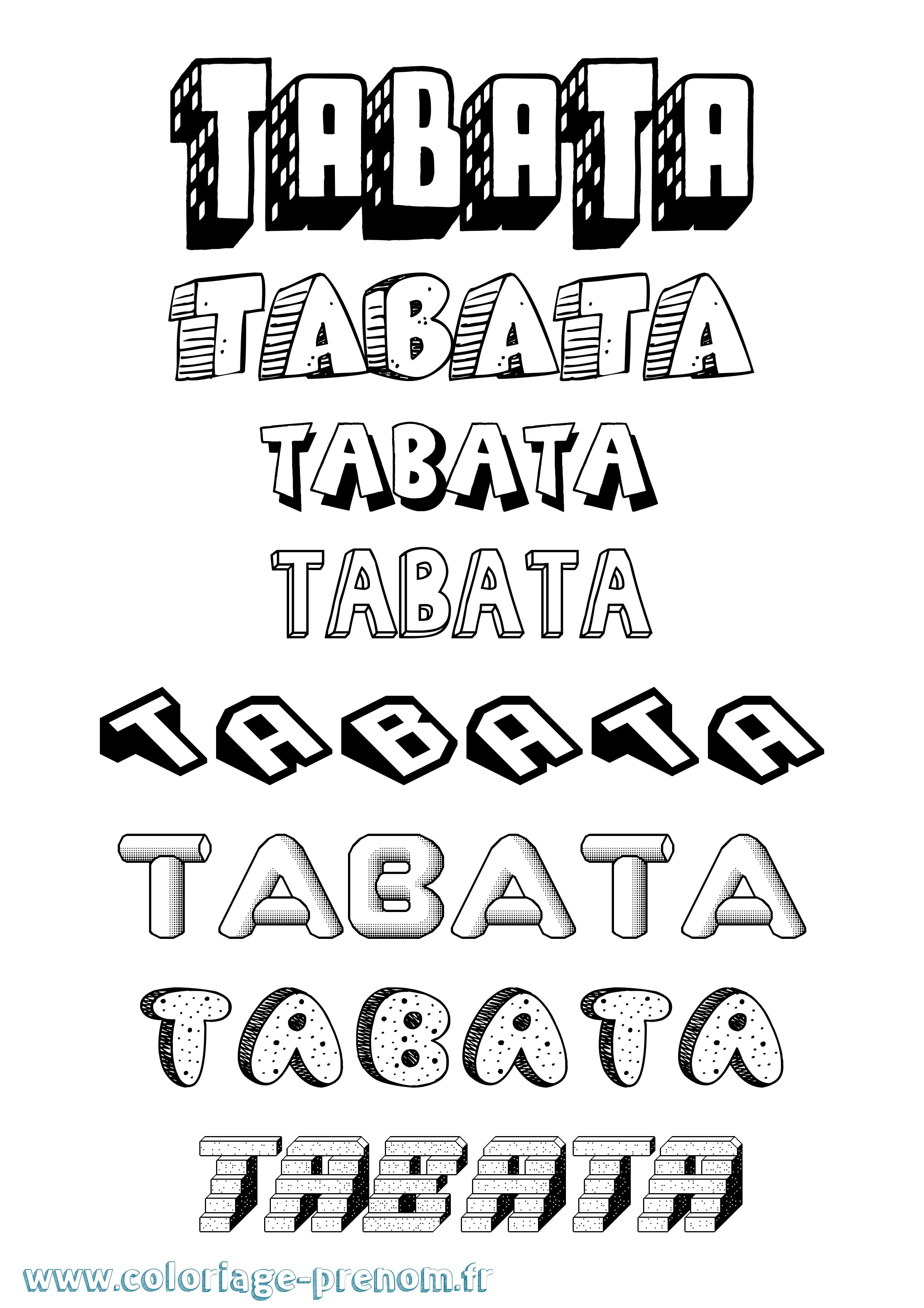 Coloriage Tabata Effet 3D Coloriage prénom Tabata Effet 3D