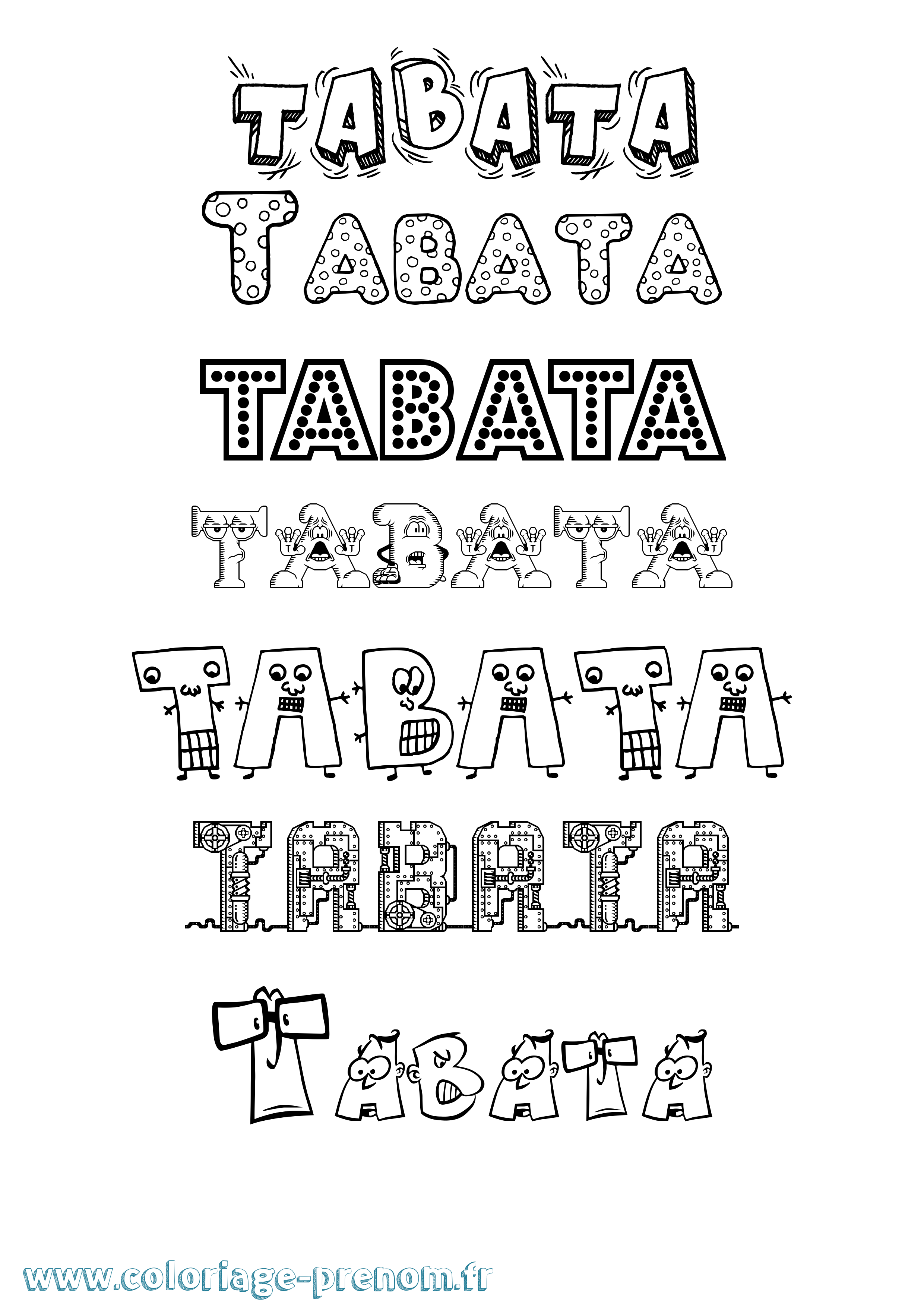 Coloriage prénom Tabata Fun