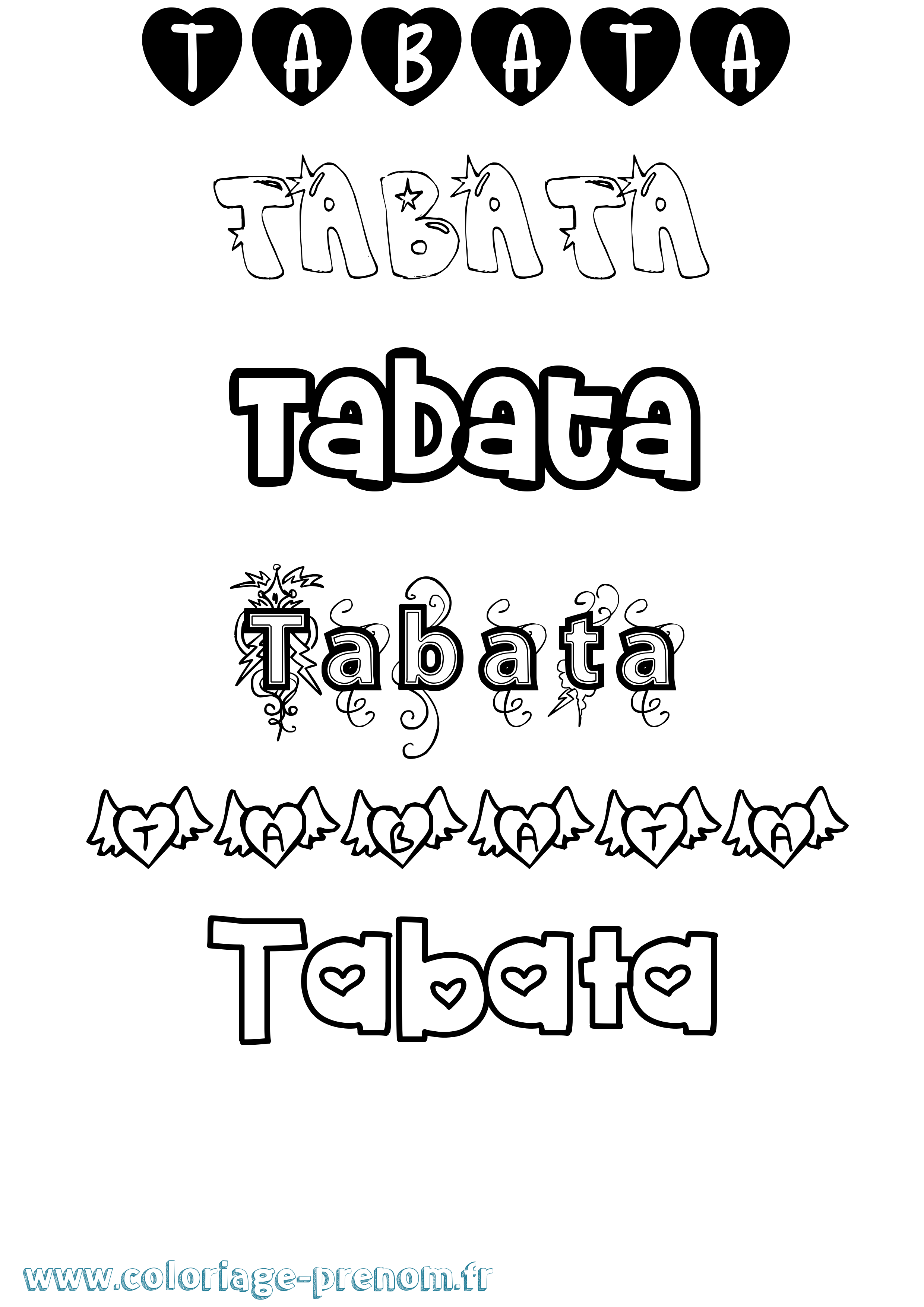 Coloriage prénom Tabata Girly