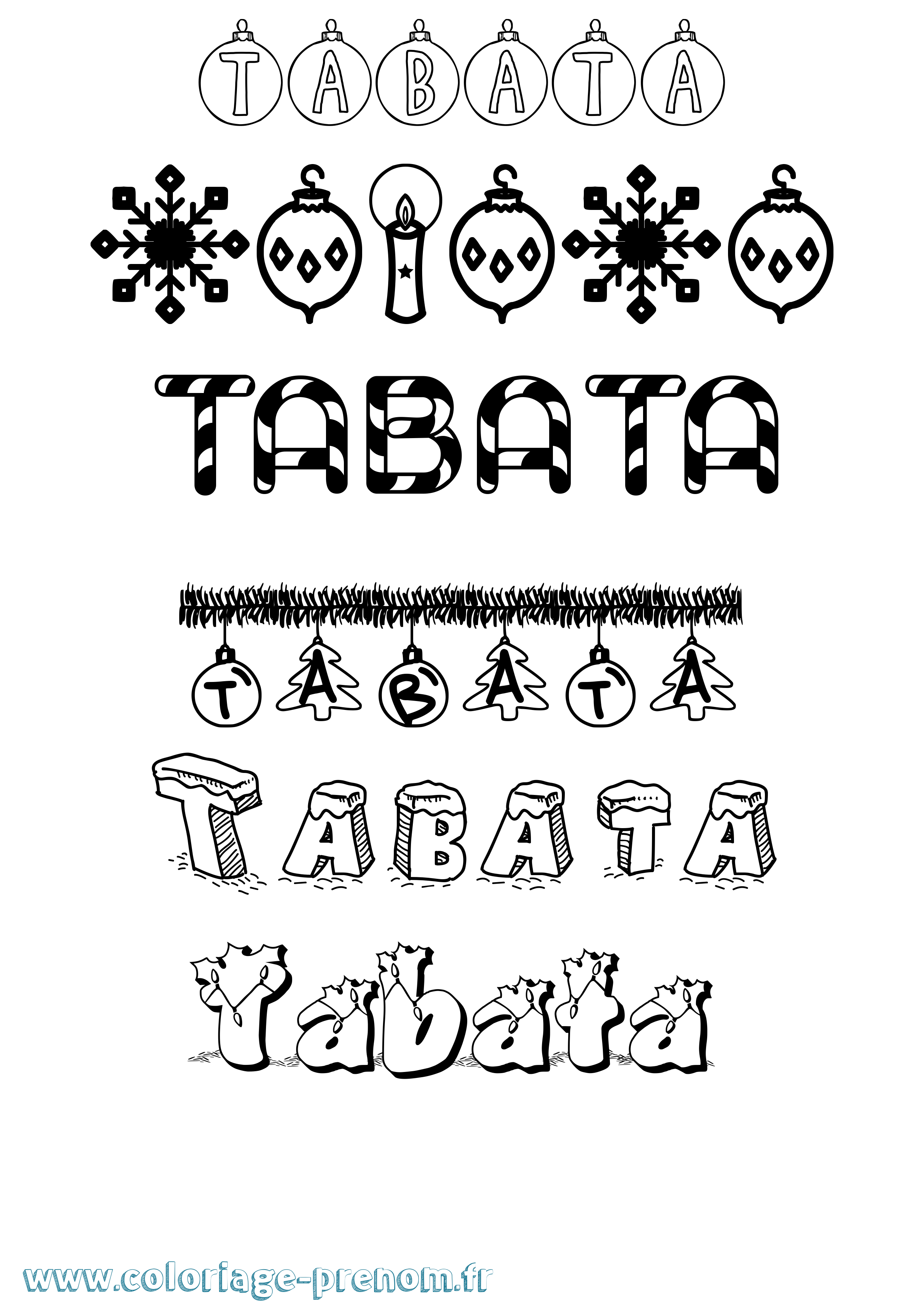 Coloriage prénom Tabata Noël