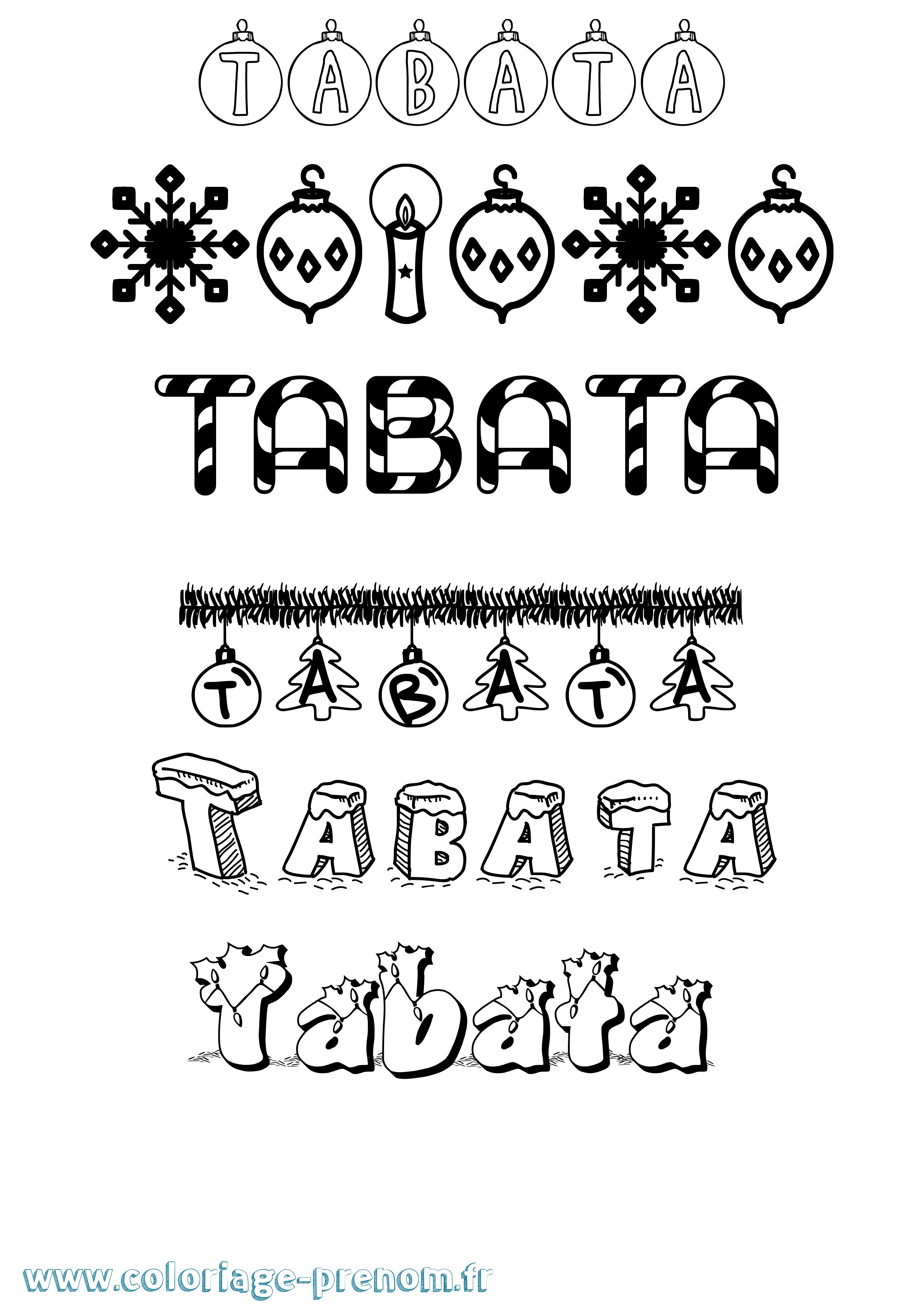 Coloriage Tabata Noël Coloriage prénom Tabata Noël