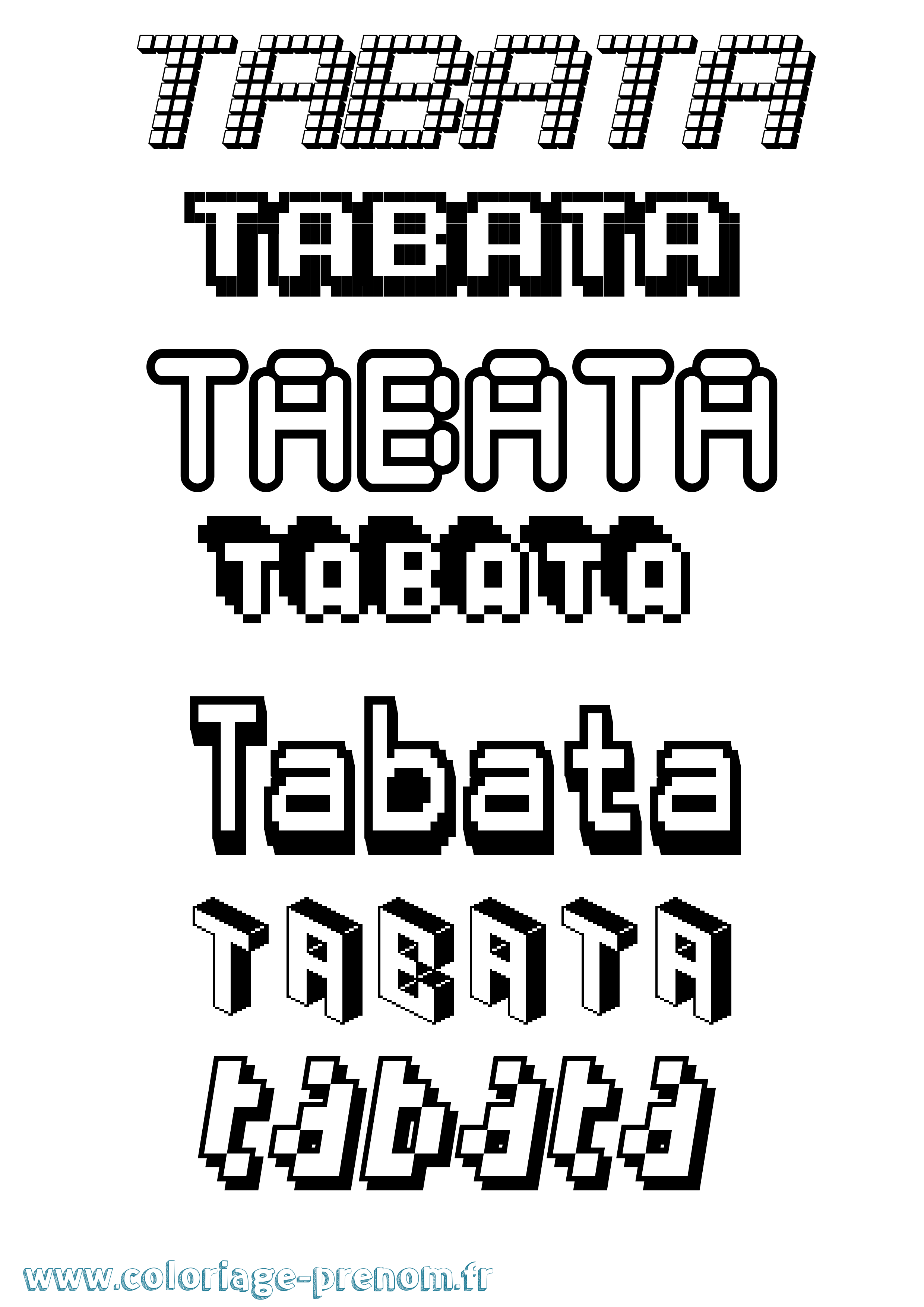 Coloriage prénom Tabata Pixel