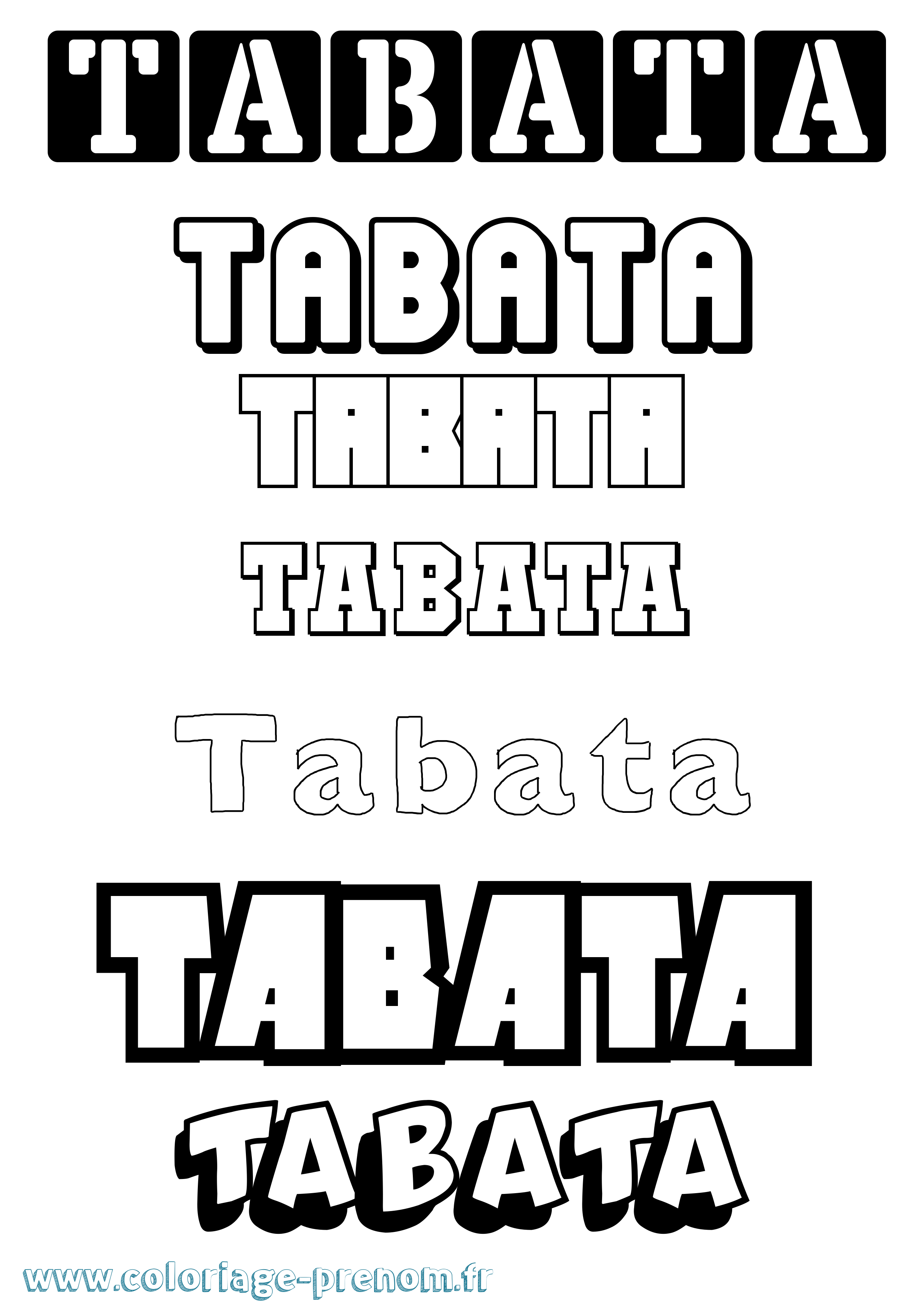 Coloriage prénom Tabata Simple