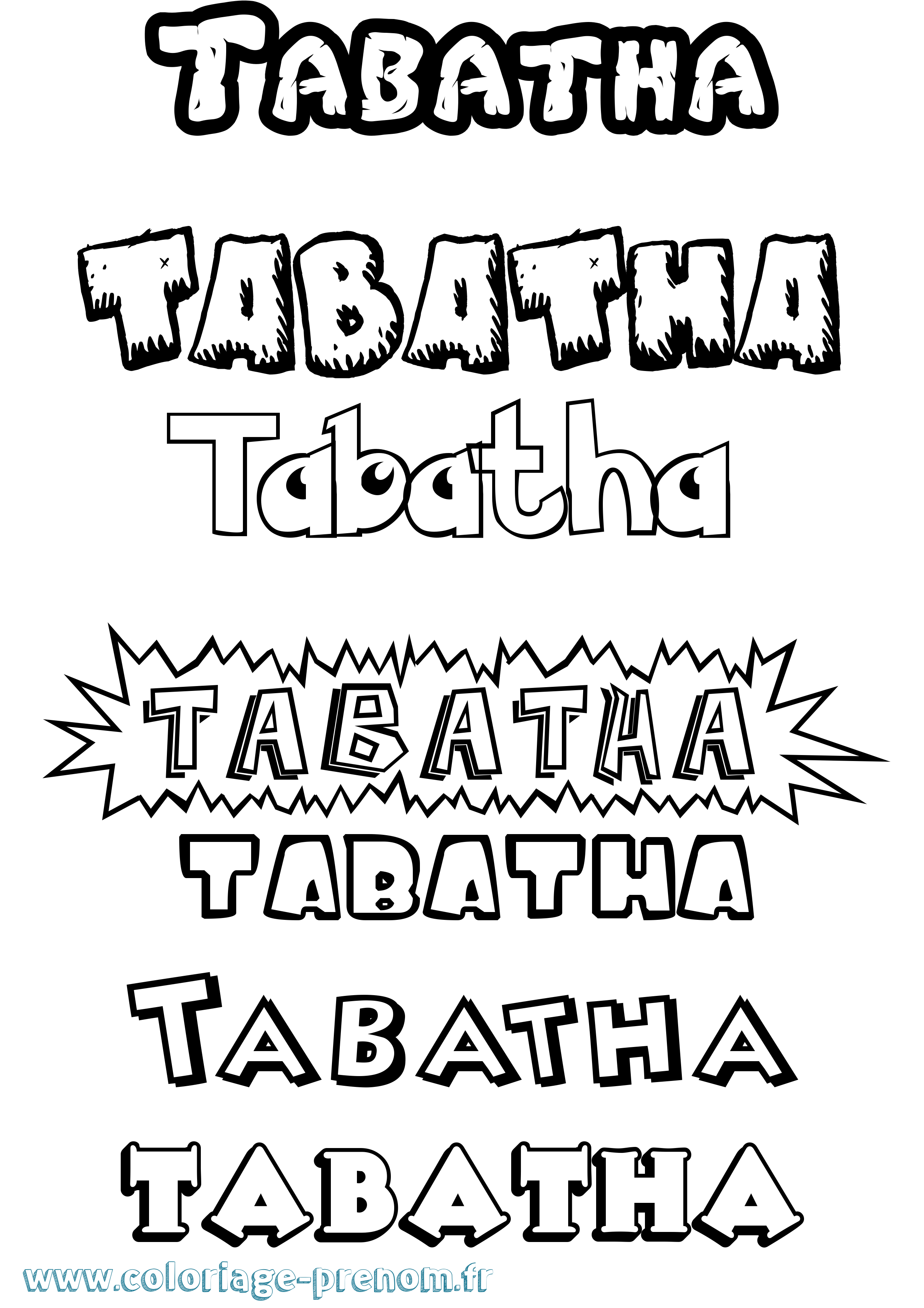 Coloriage prénom Tabatha Dessin Animé