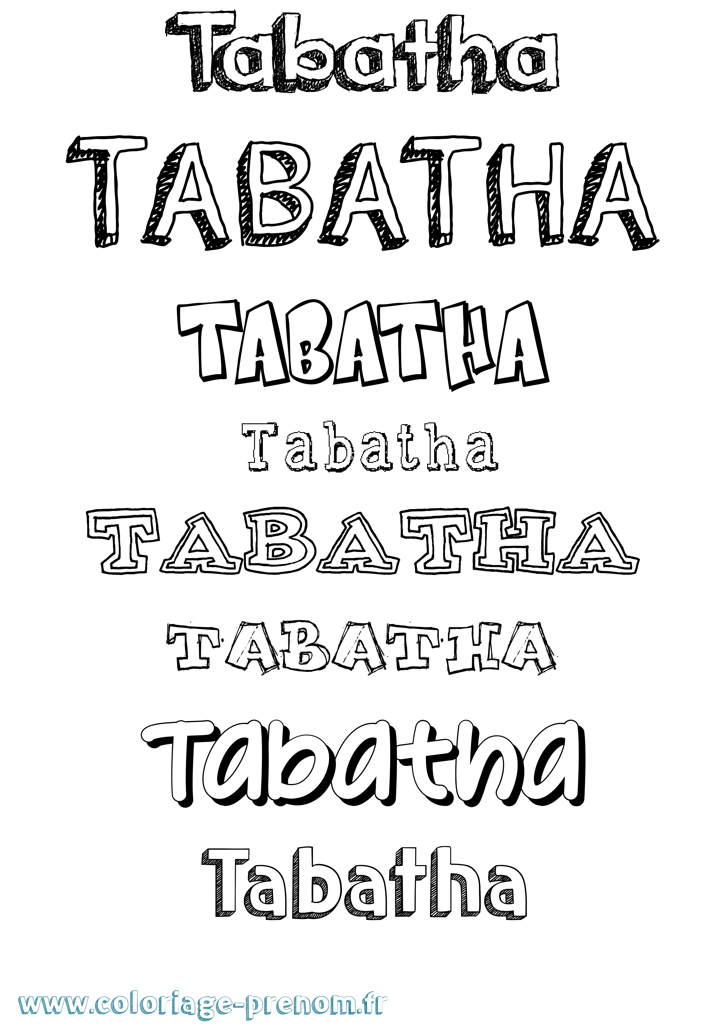 Coloriage prénom Tabatha Dessiné