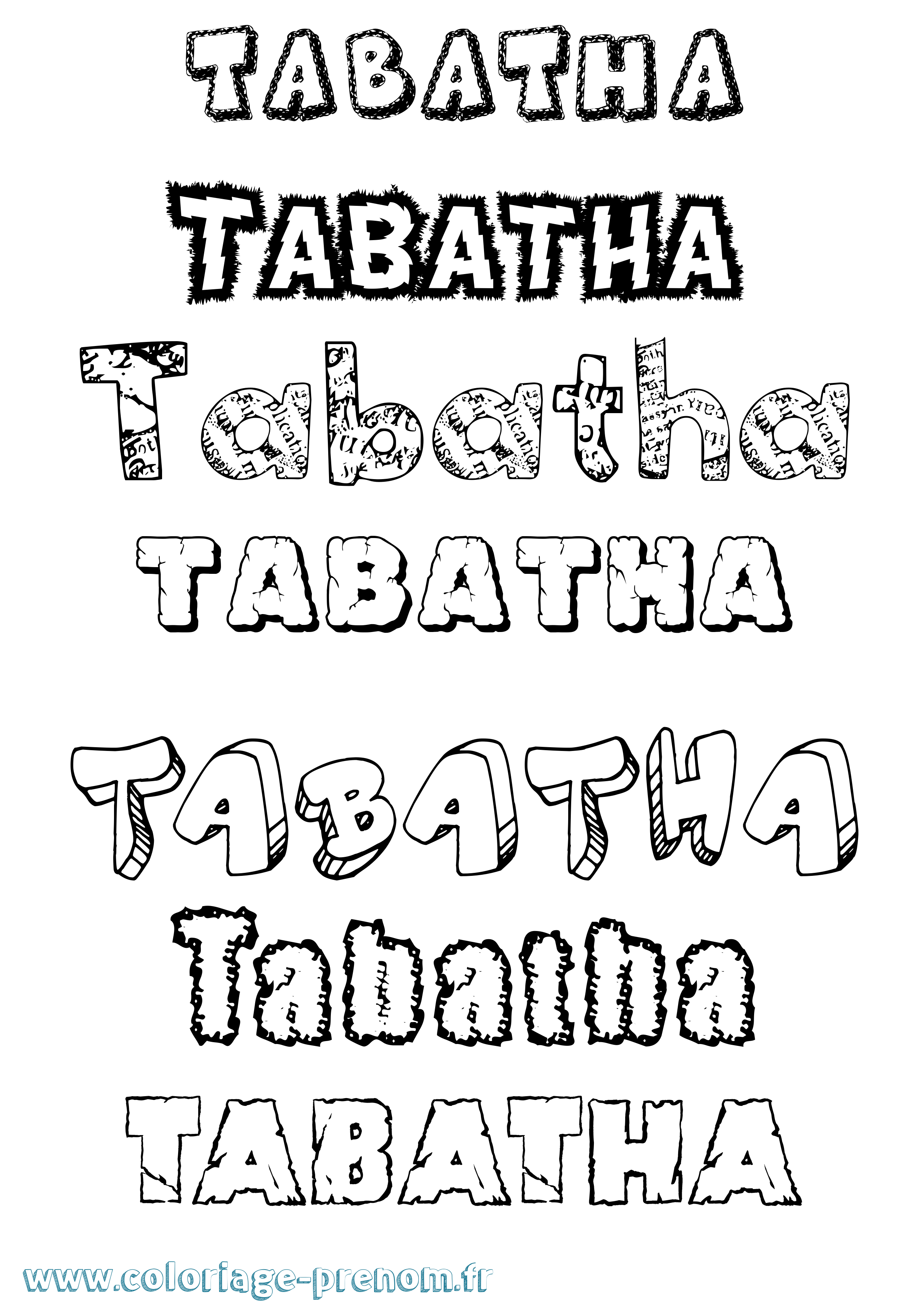 Coloriage prénom Tabatha Destructuré