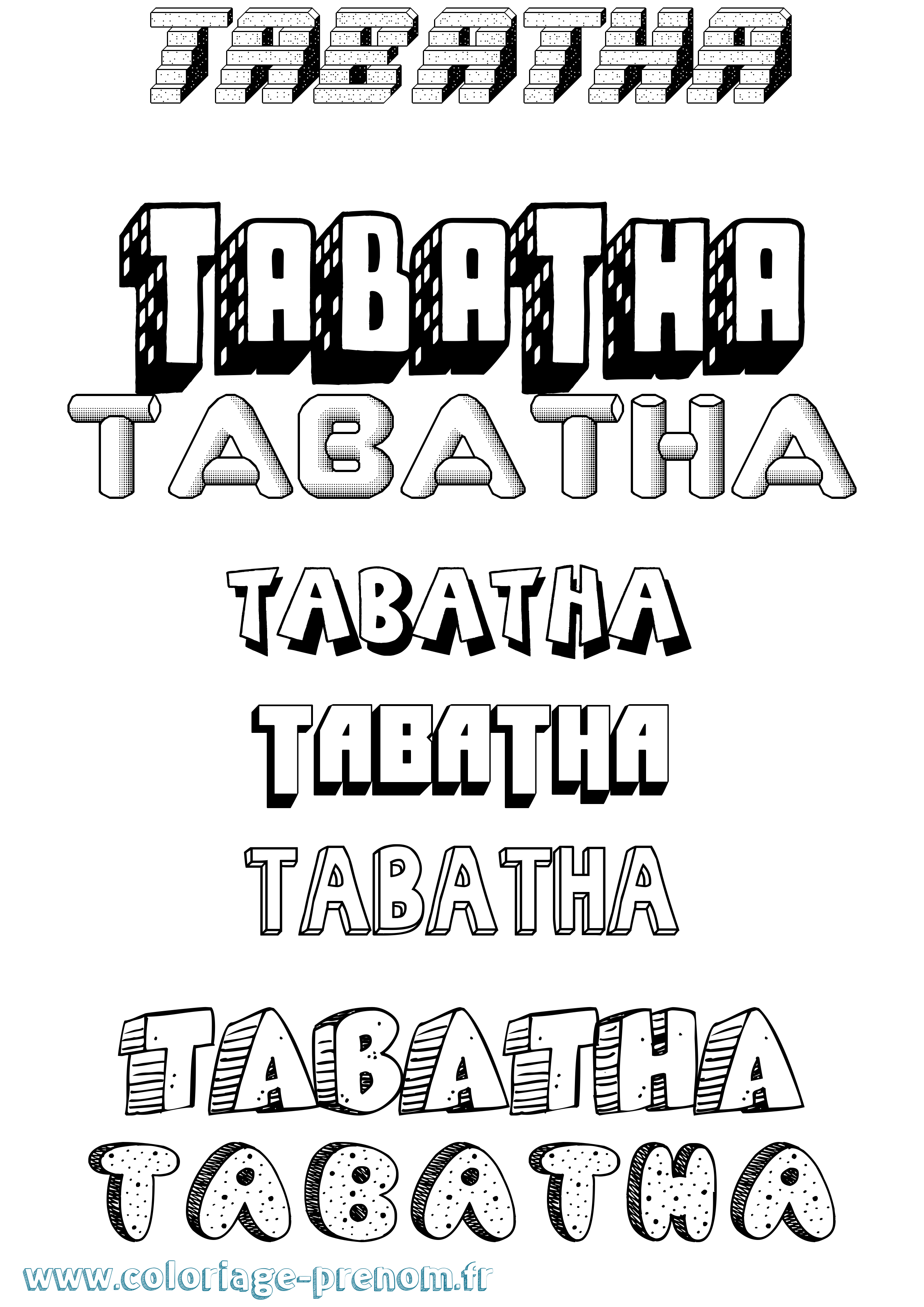 Coloriage prénom Tabatha Effet 3D