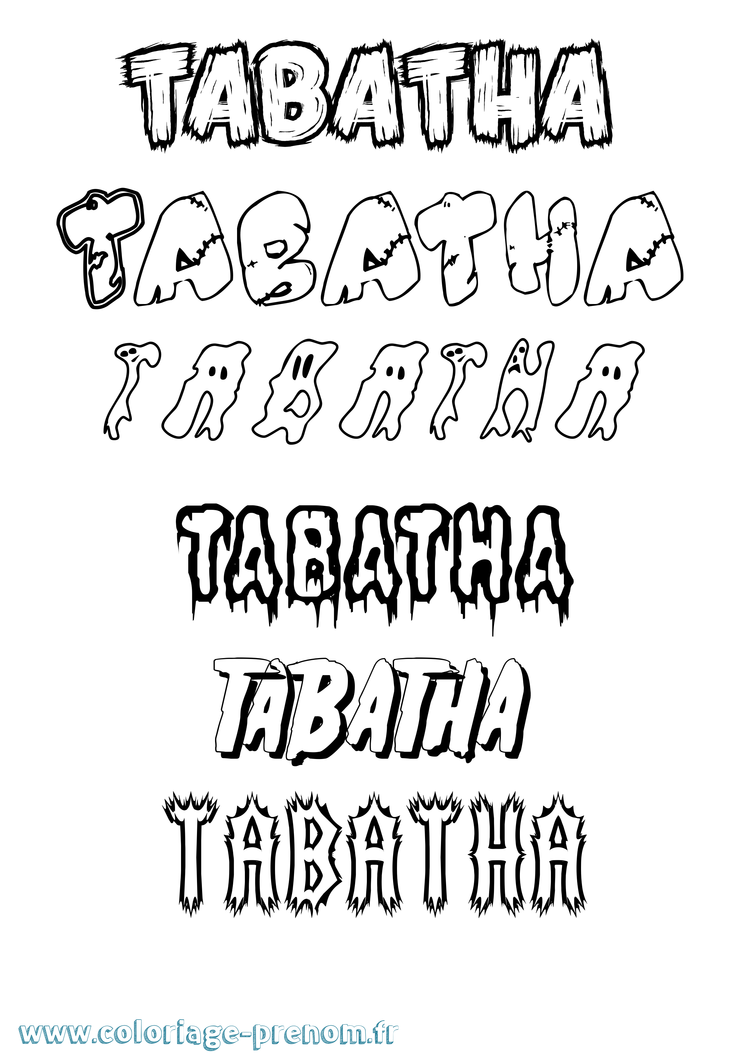 Coloriage prénom Tabatha Frisson