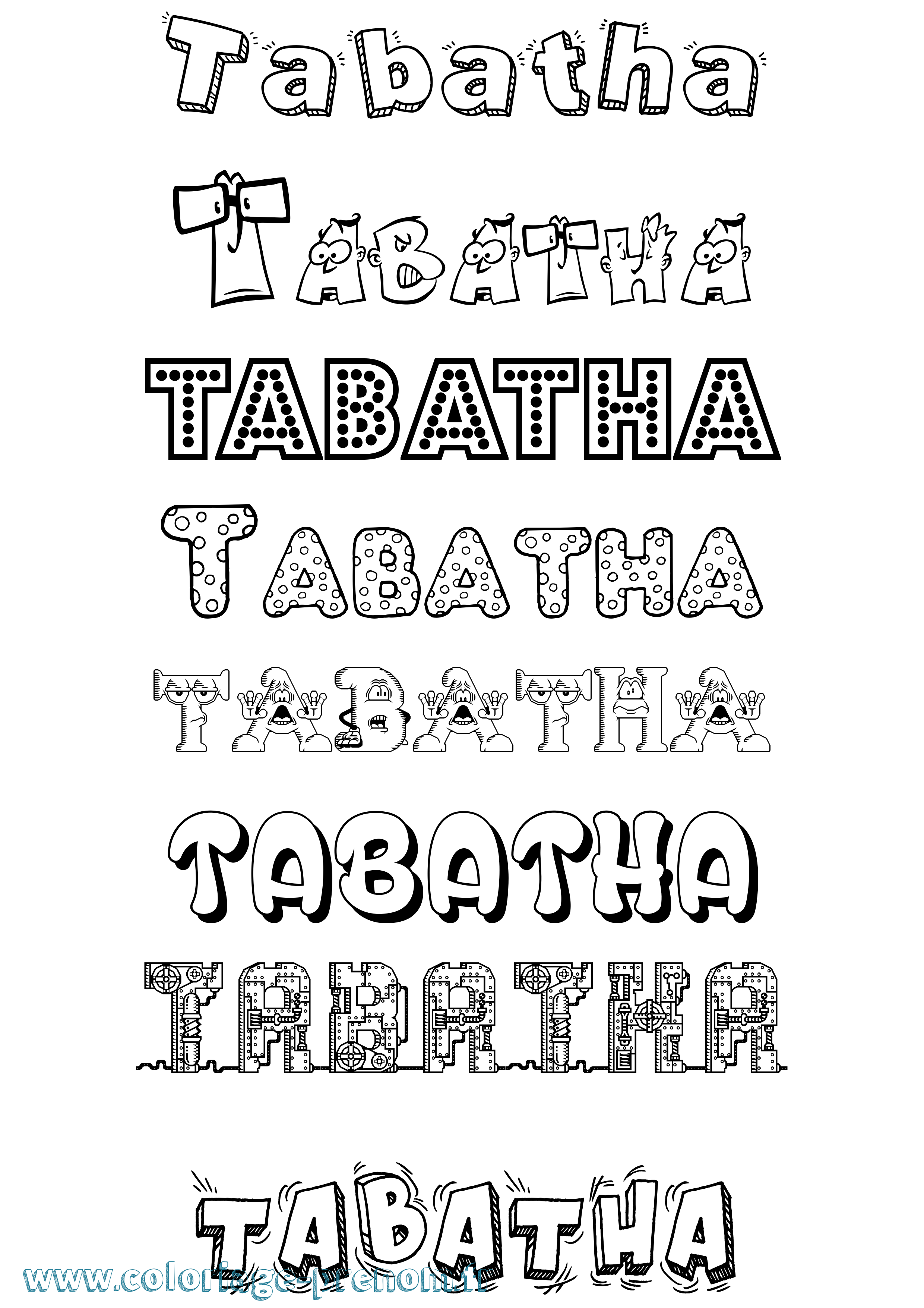 Coloriage prénom Tabatha Fun
