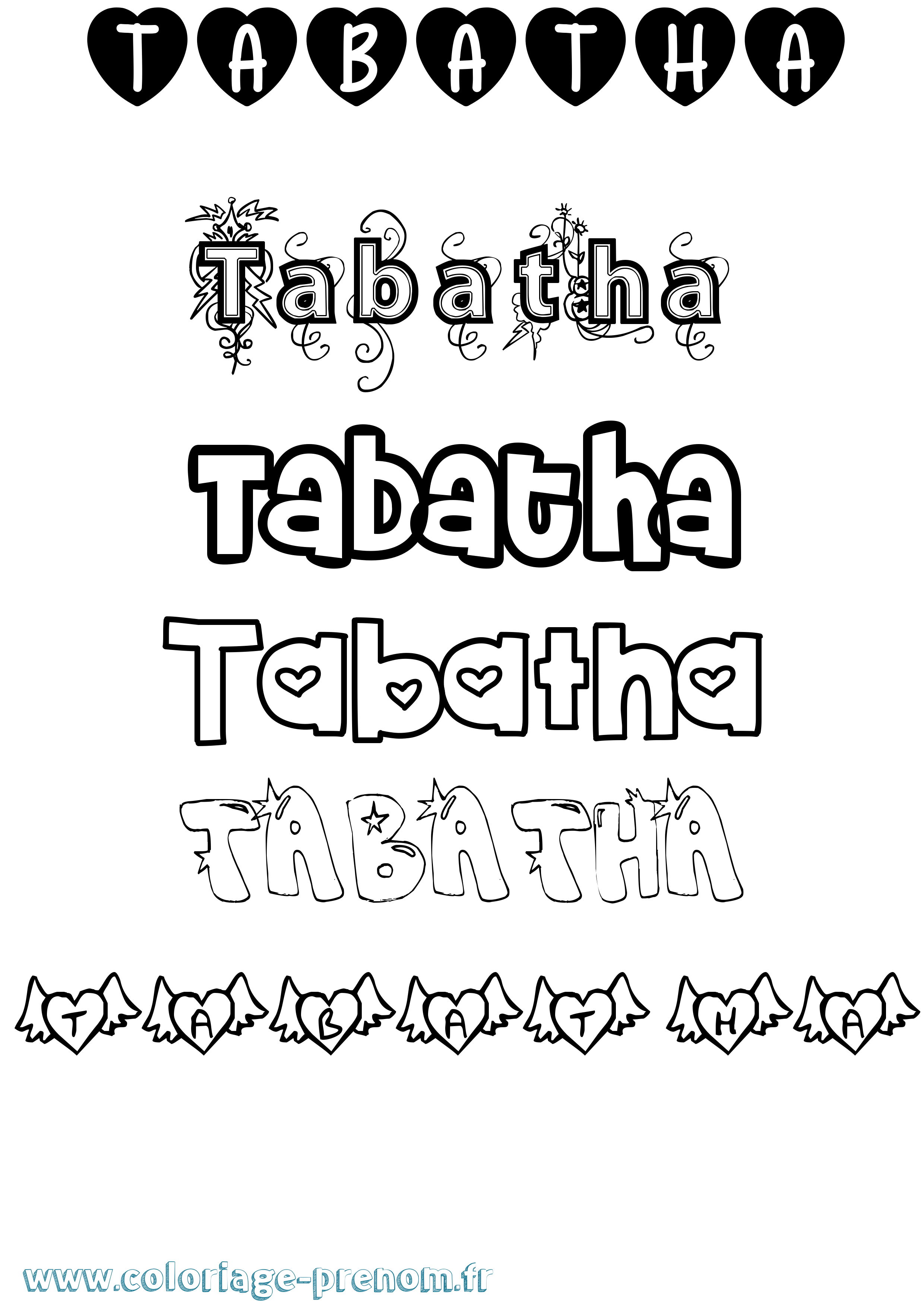 Coloriage prénom Tabatha Girly