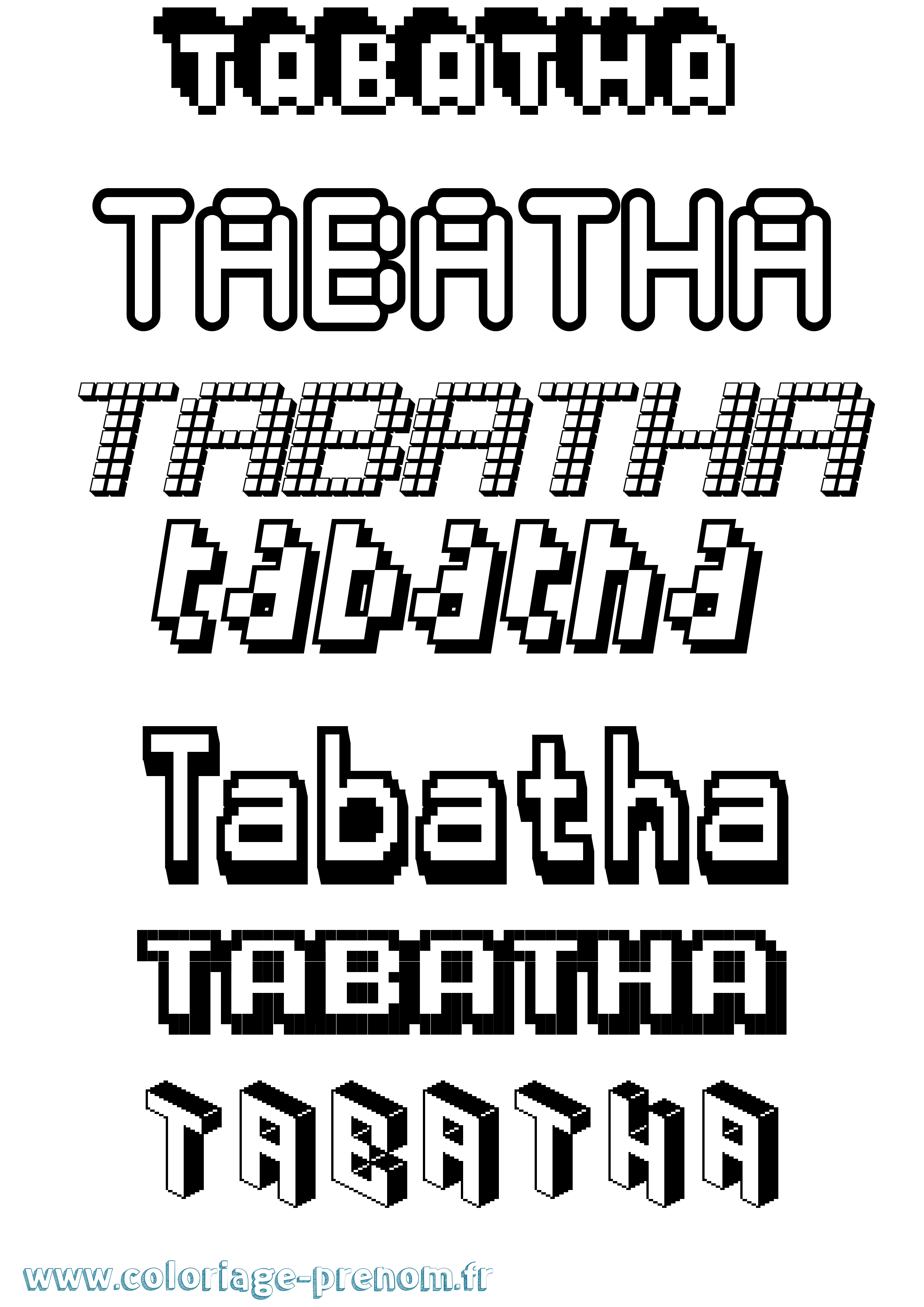 Coloriage prénom Tabatha Pixel