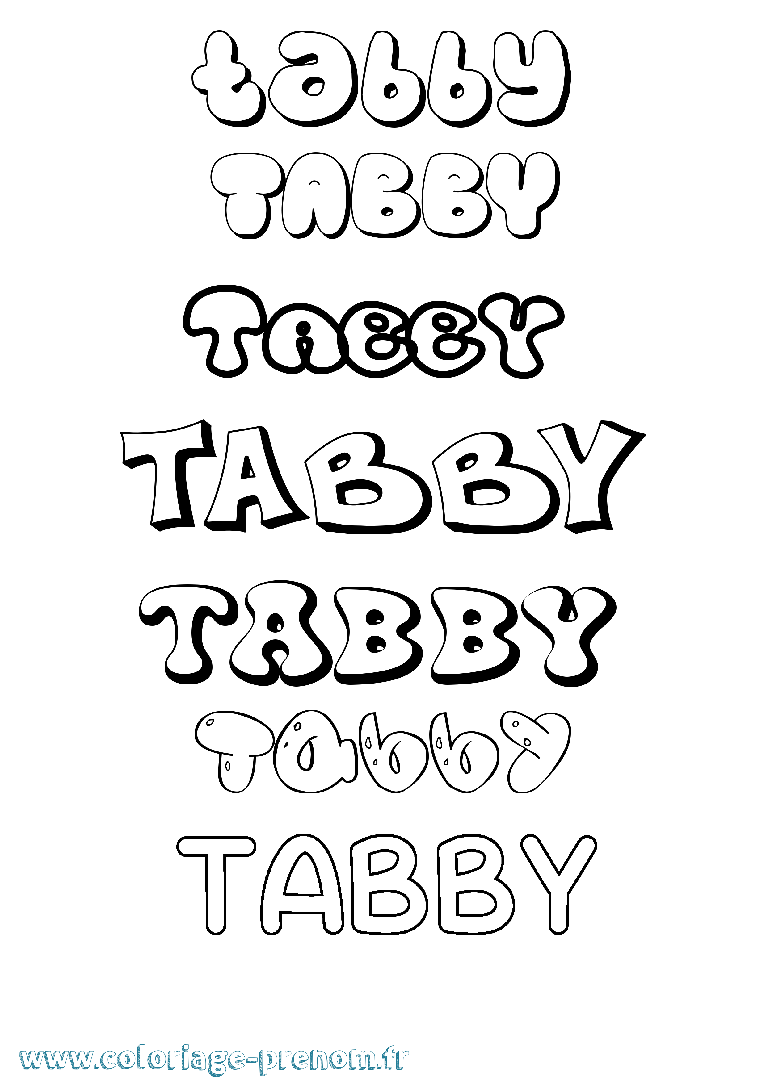 Coloriage Tabby Bubble Coloriage prénom Tabby Bubble
