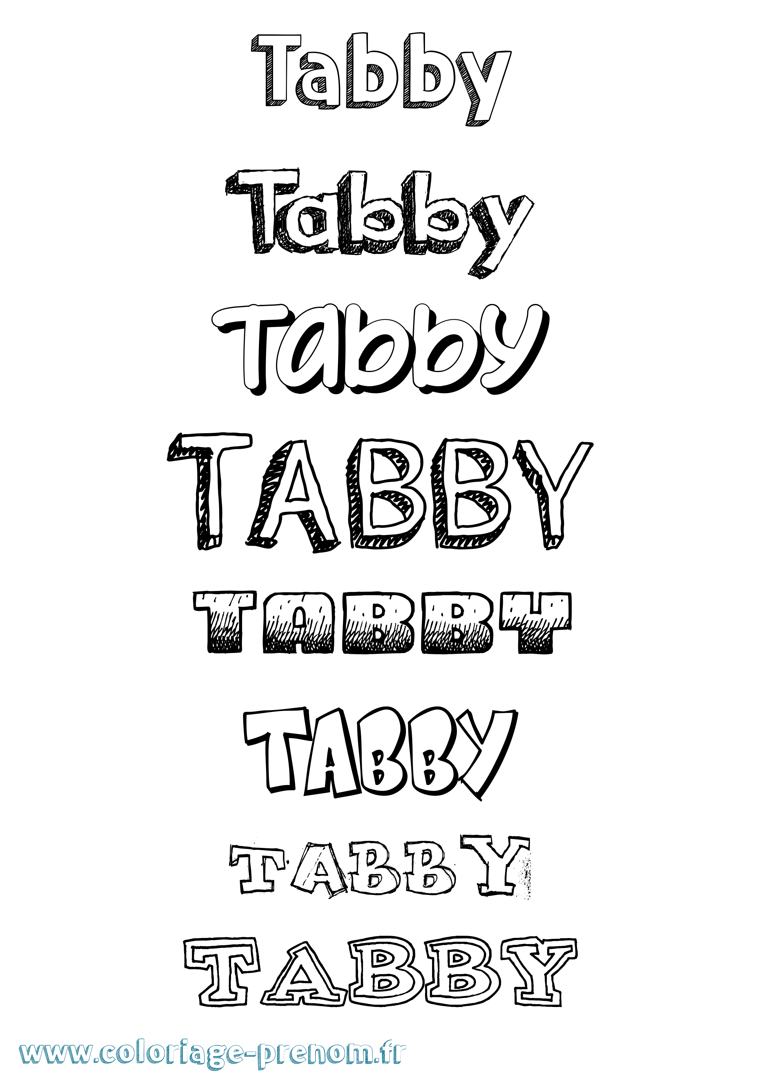 Coloriage Tabby Dessiné Coloriage prénom Tabby Dessiné