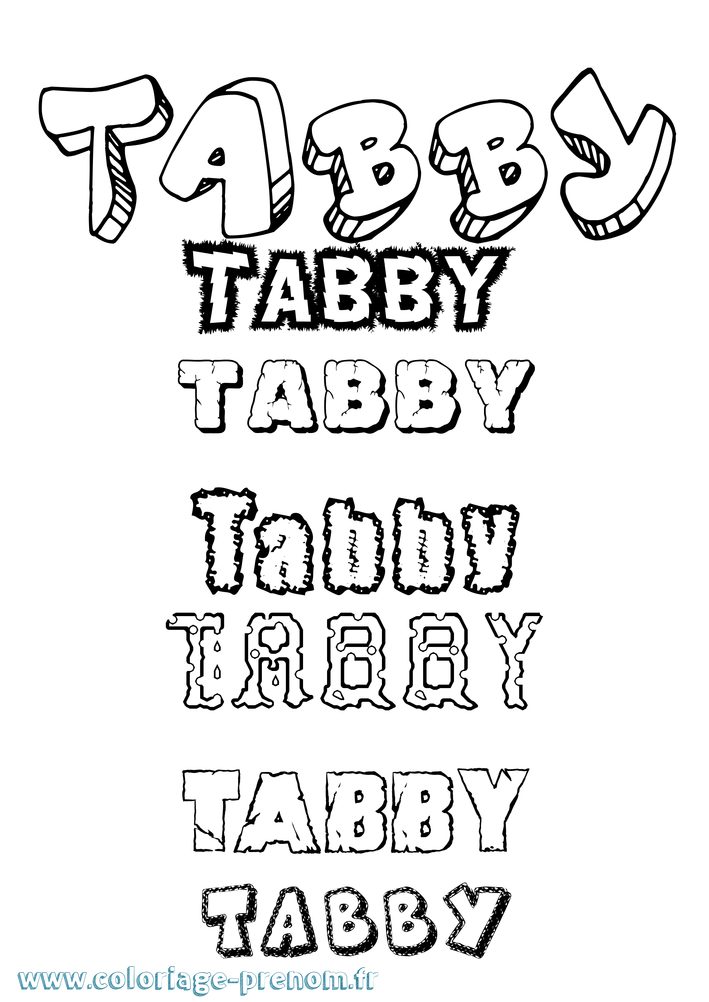 Coloriage Tabby Destructuré Coloriage prénom Tabby Destructuré