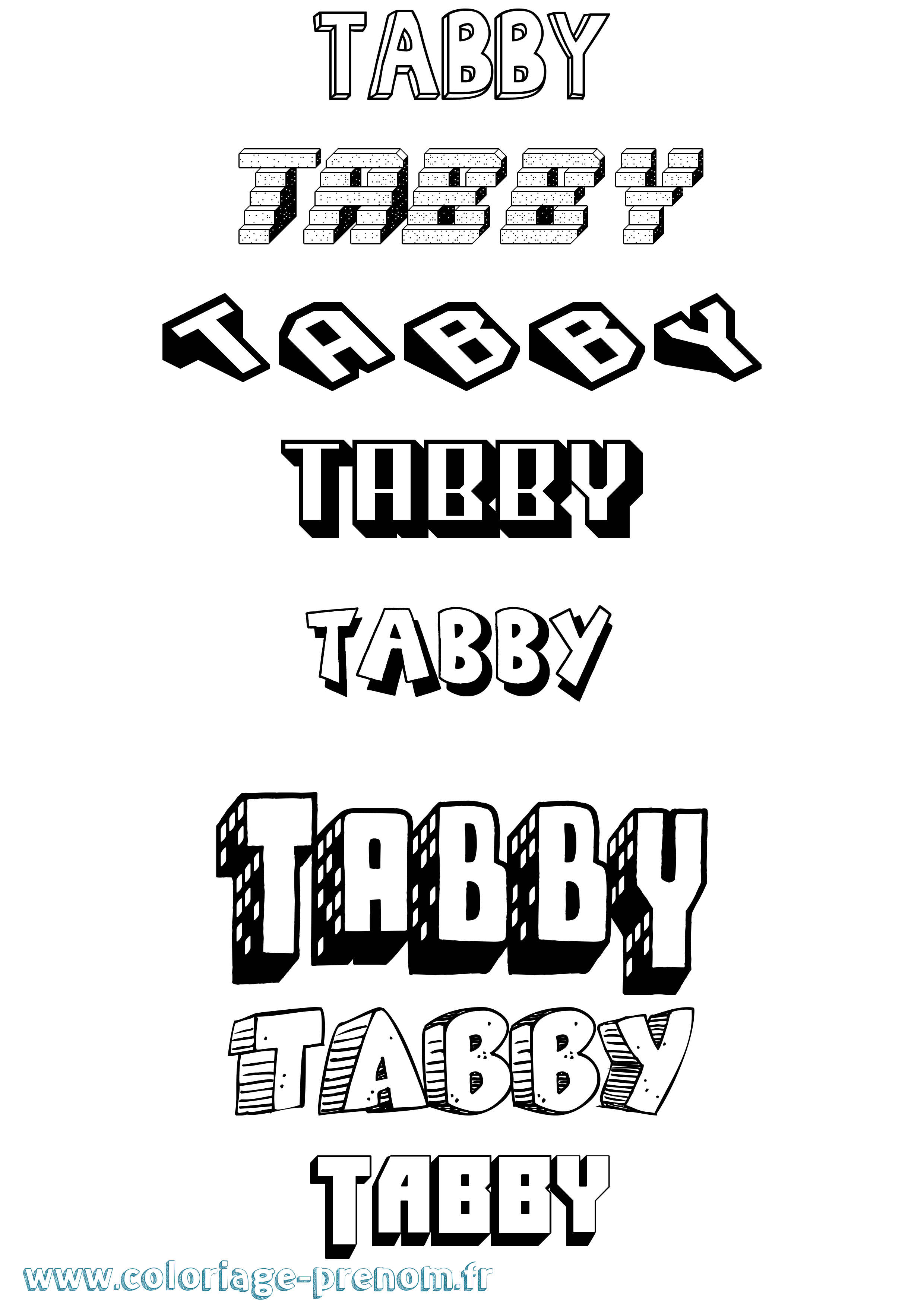 Coloriage Tabby Effet 3D Coloriage prénom Tabby Effet 3D
