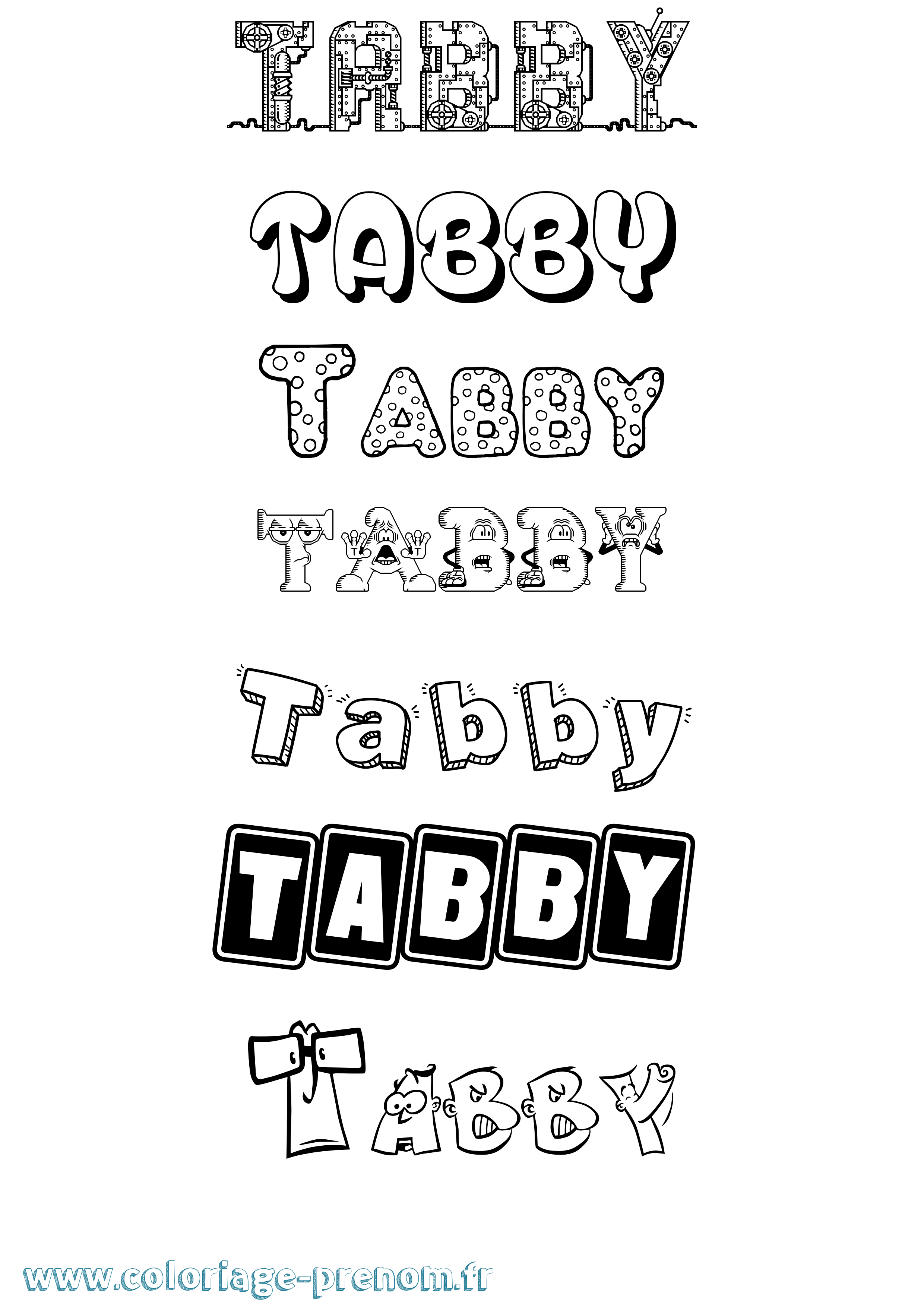 Coloriage Tabby Fun Coloriage prénom Tabby Fun