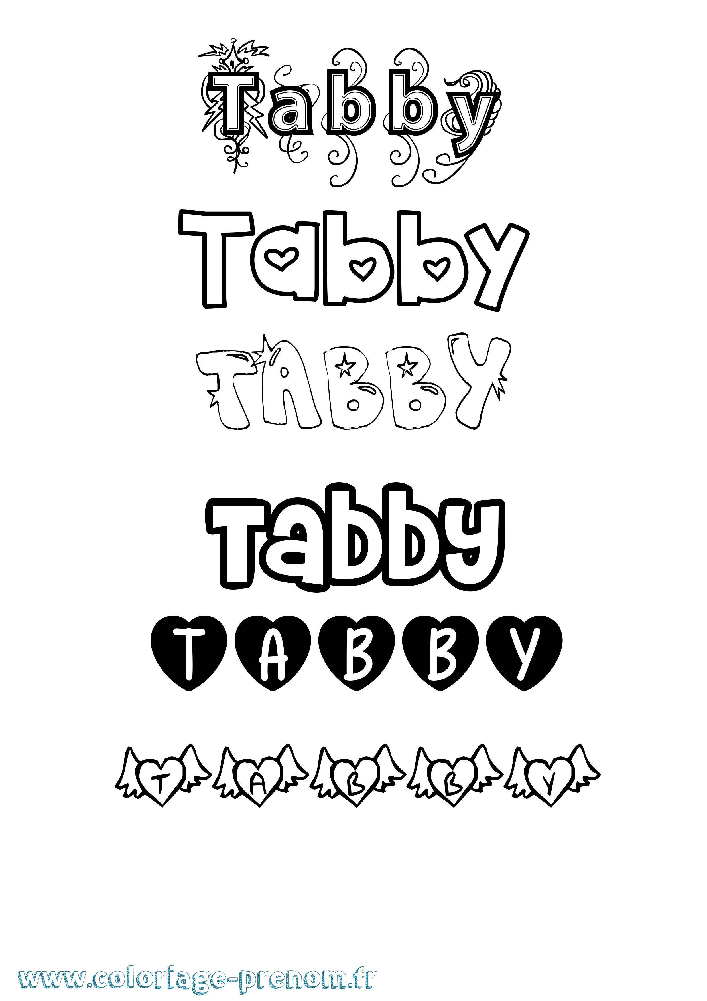 Coloriage Tabby Girly Coloriage prénom Tabby Girly