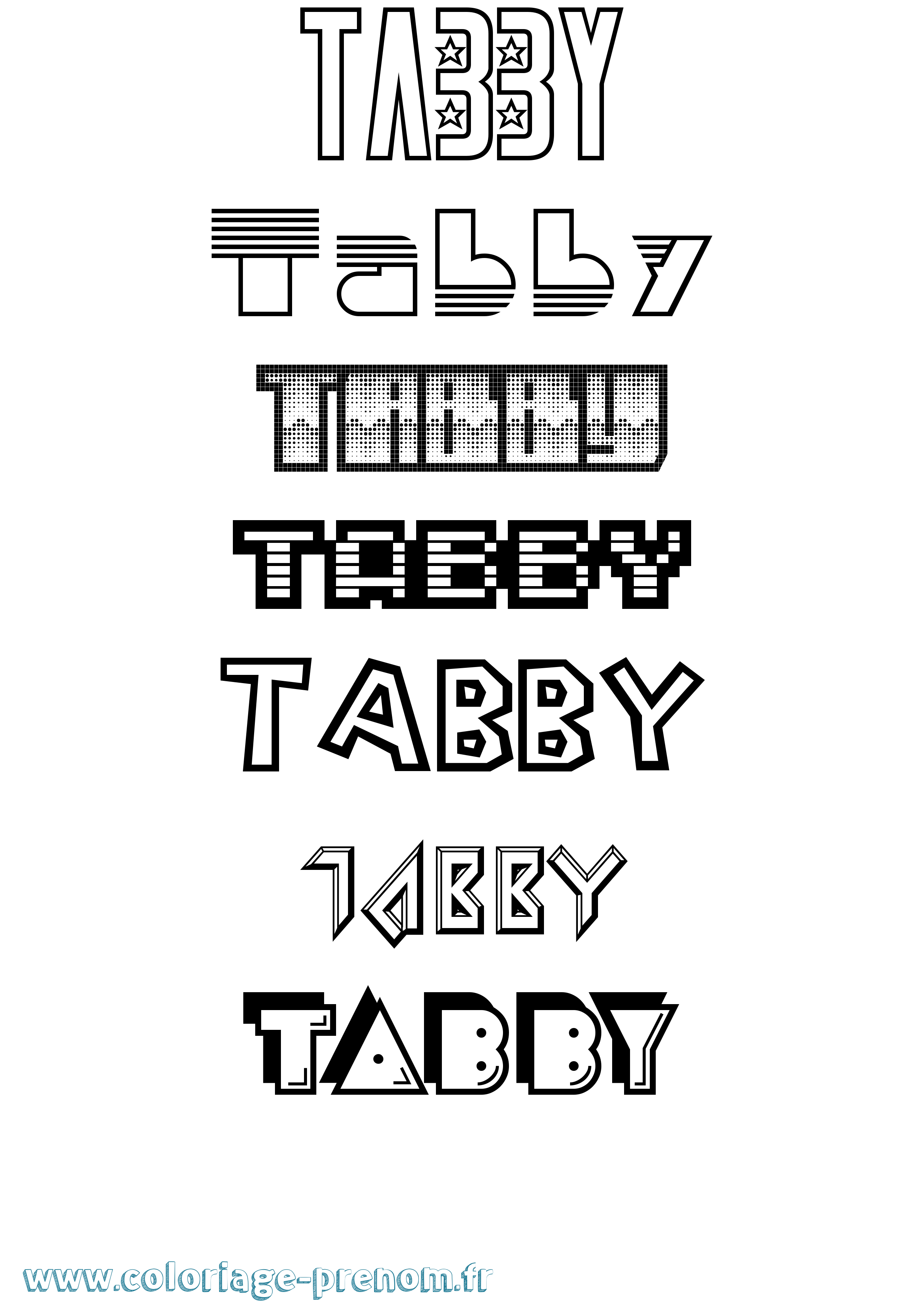 Coloriage Tabby Jeux Vidéos Coloriage prénom Tabby Jeux Vidéos