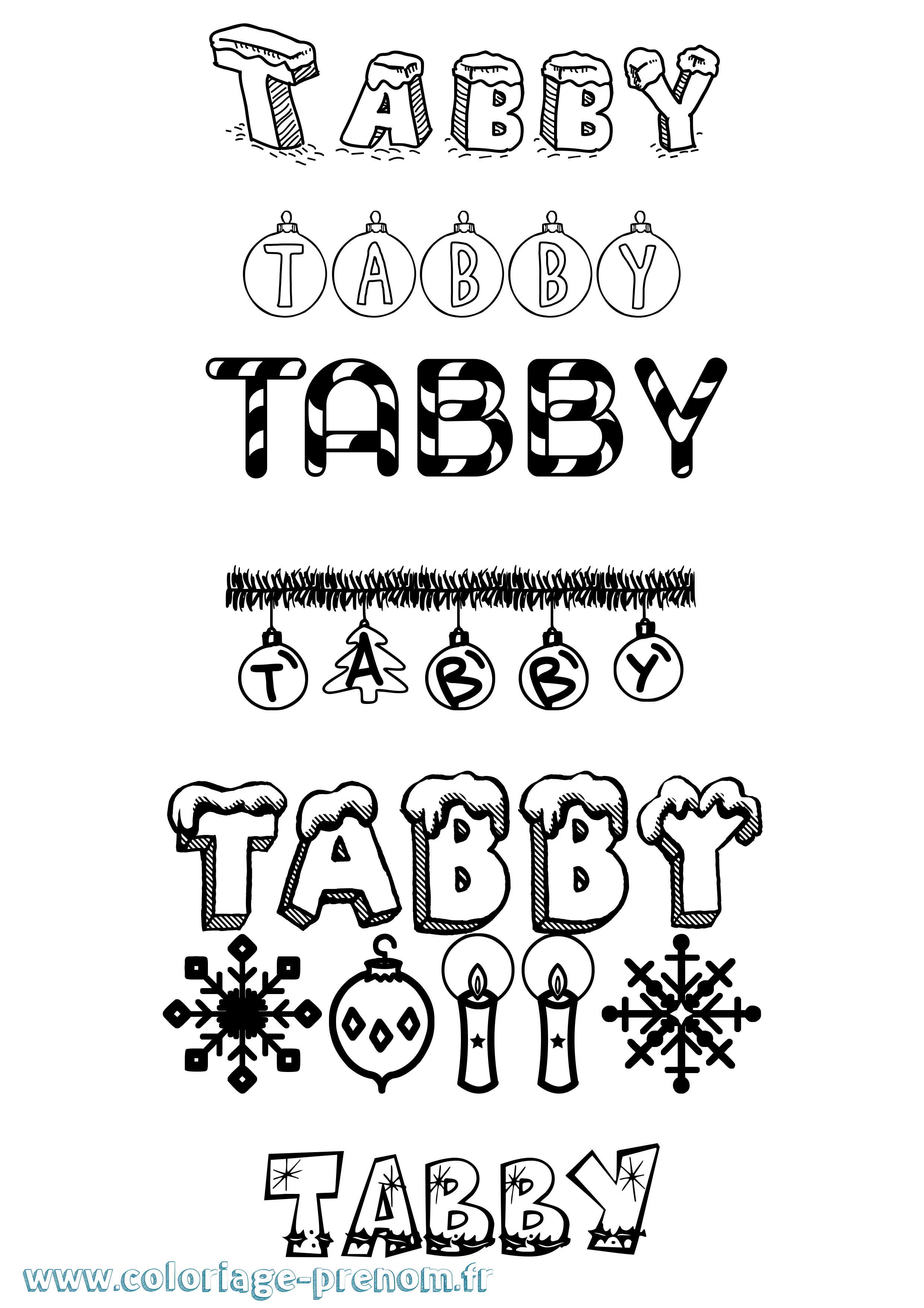 Coloriage Tabby Noël Coloriage prénom Tabby Noël