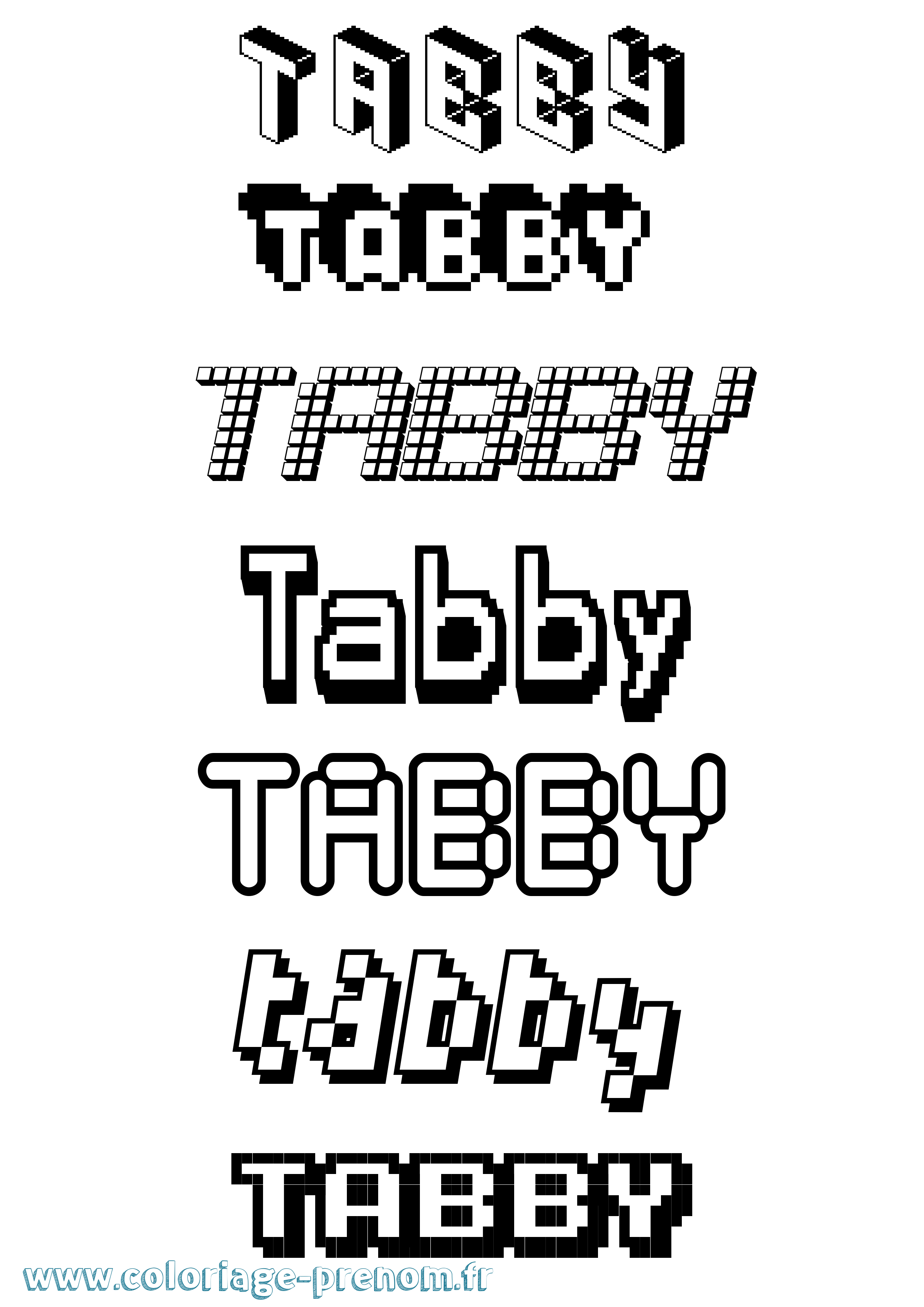 Coloriage Tabby Pixel Coloriage prénom Tabby Pixel