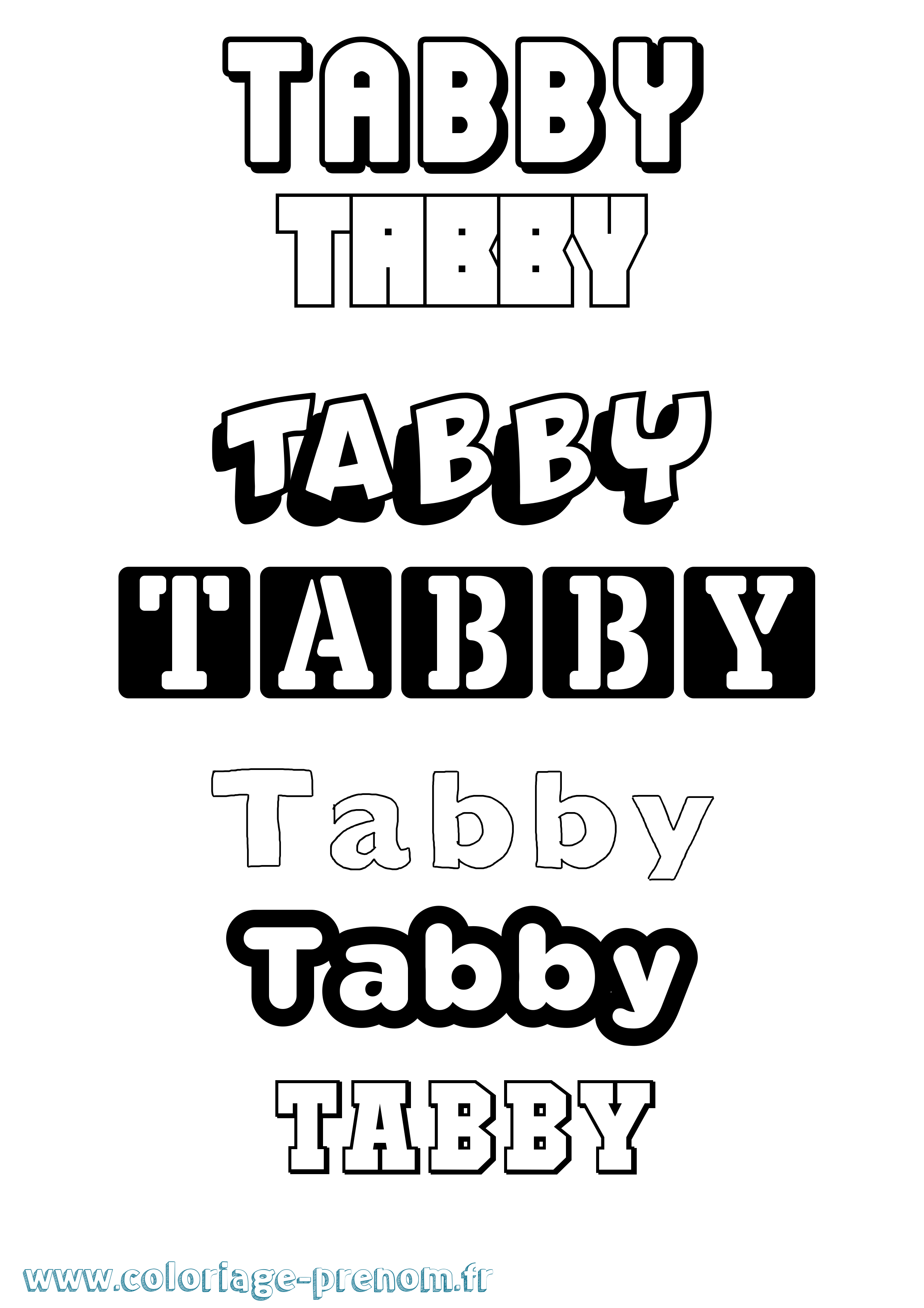 Coloriage Tabby Simple Coloriage prénom Tabby Simple