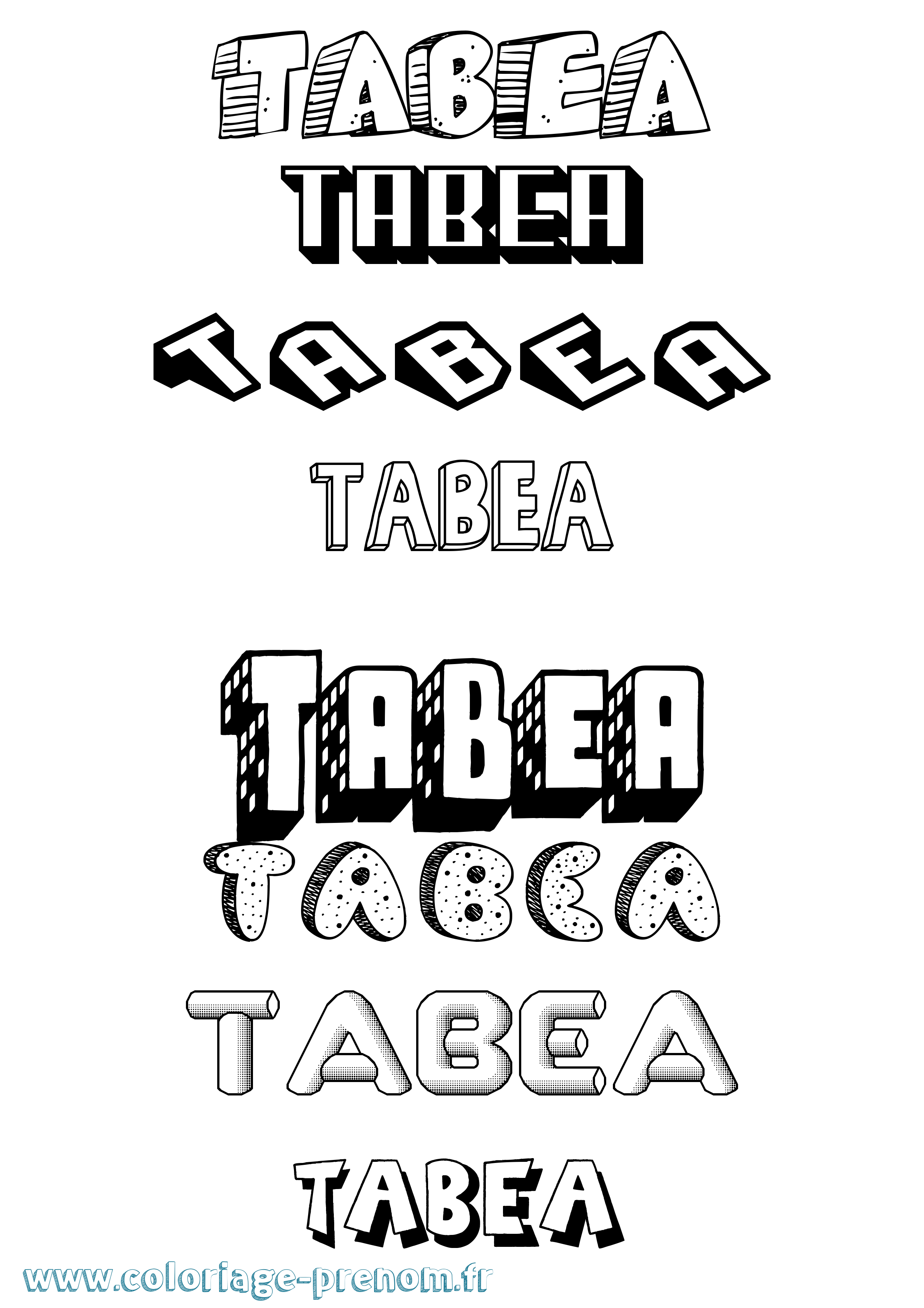 Coloriage prénom Tabea Effet 3D