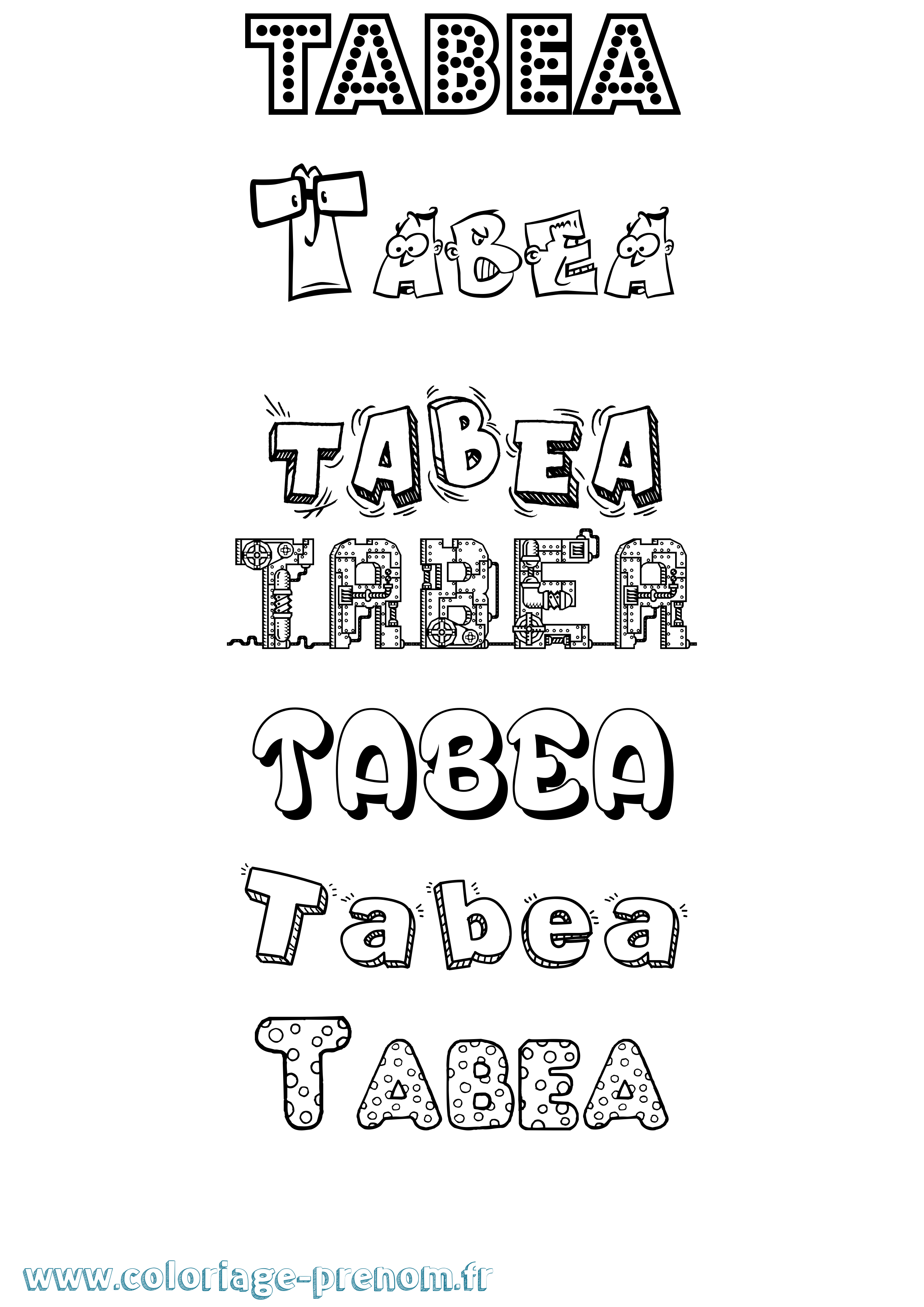 Coloriage prénom Tabea Fun