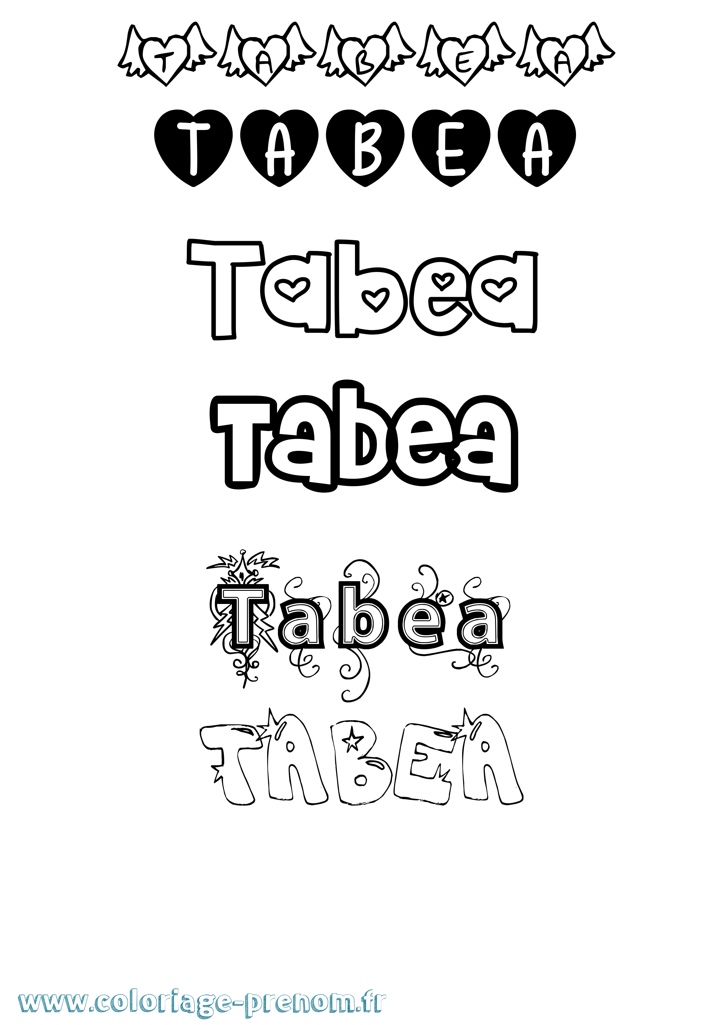 Coloriage prénom Tabea Girly