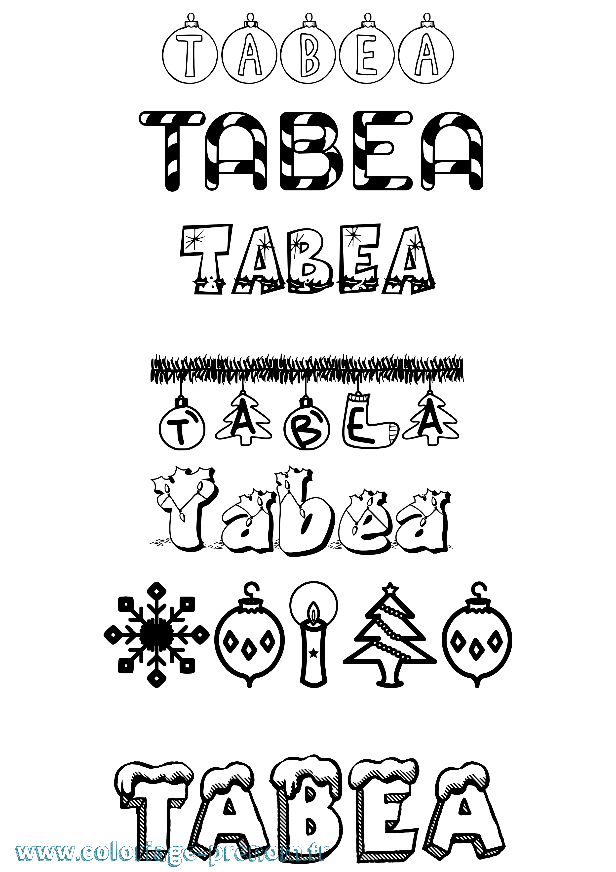 Coloriage prénom Tabea Noël