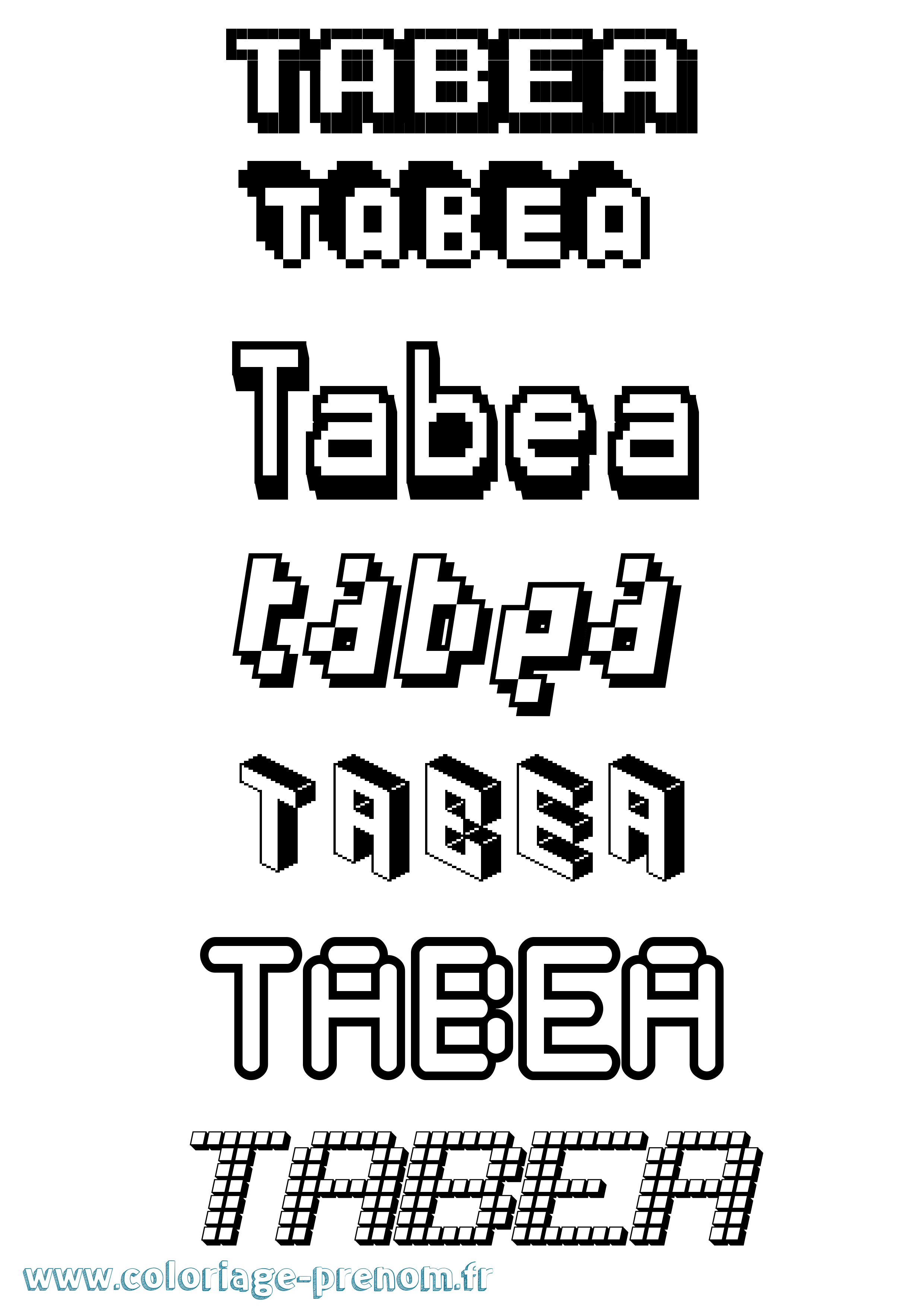 Coloriage prénom Tabea Pixel