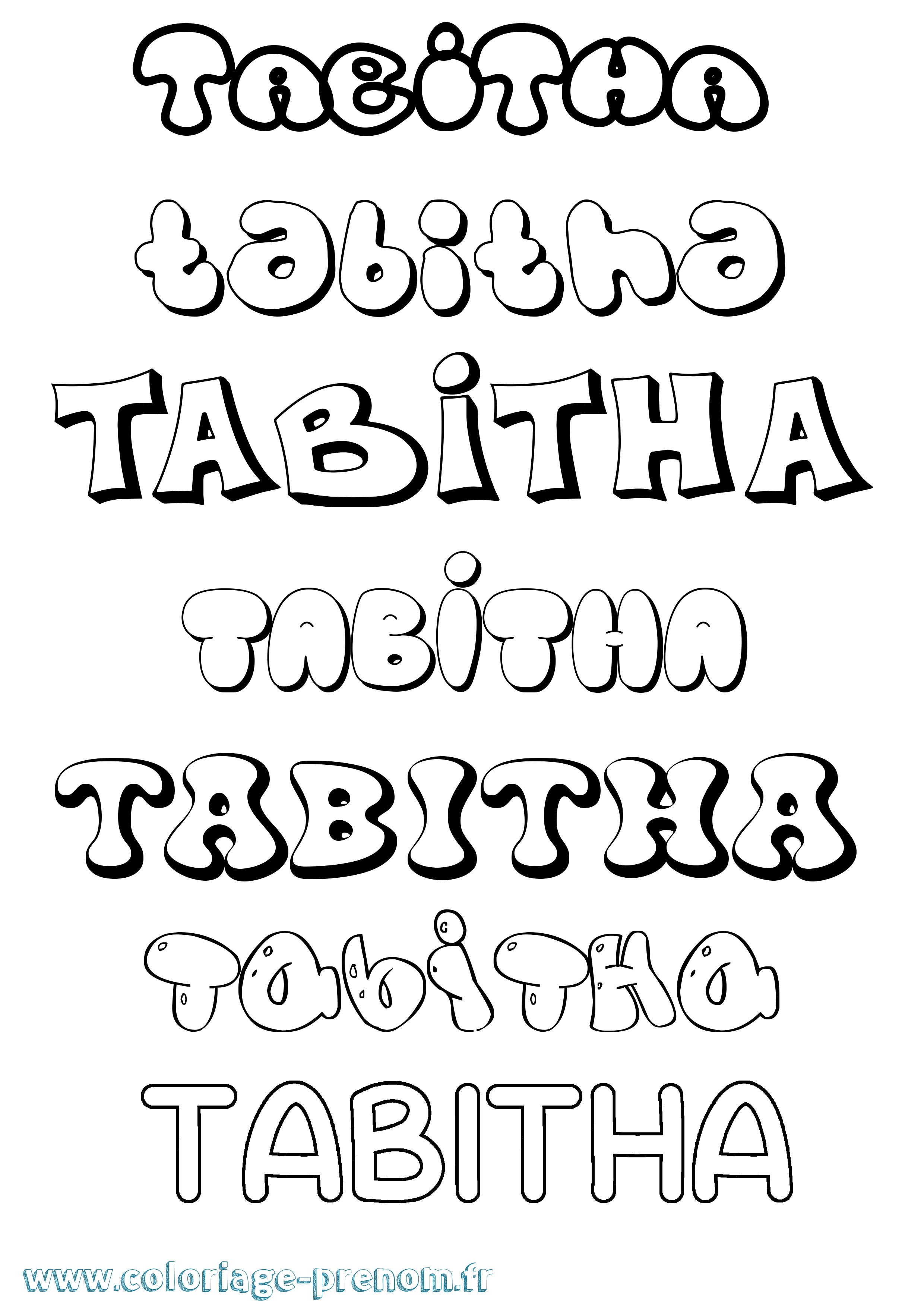 Coloriage prénom Tabitha Bubble