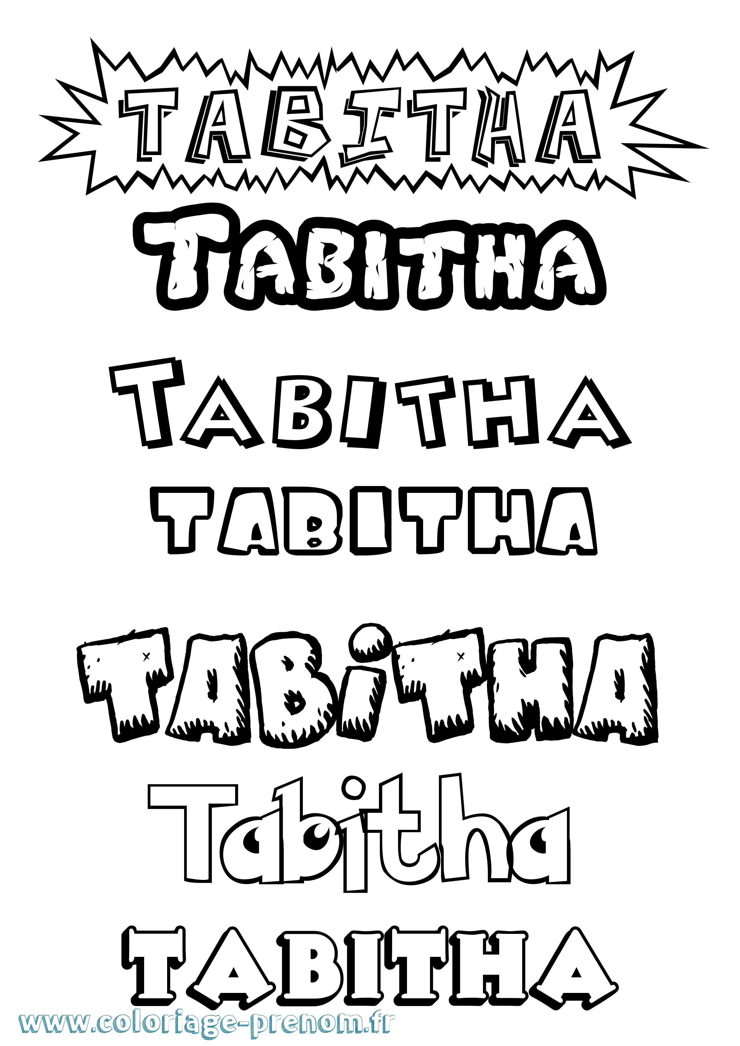 Coloriage prénom Tabitha Dessin Animé