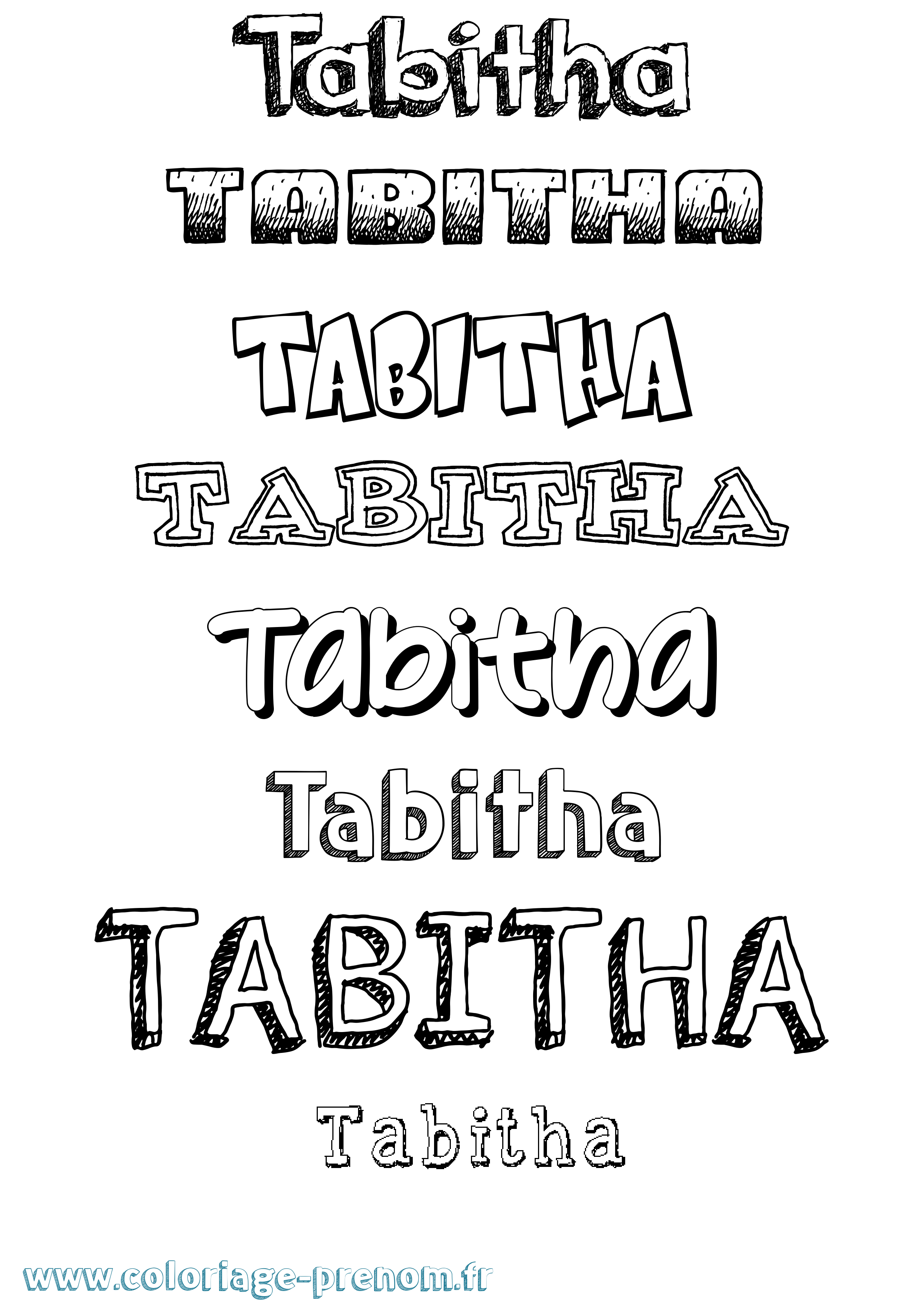 Coloriage prénom Tabitha Dessiné