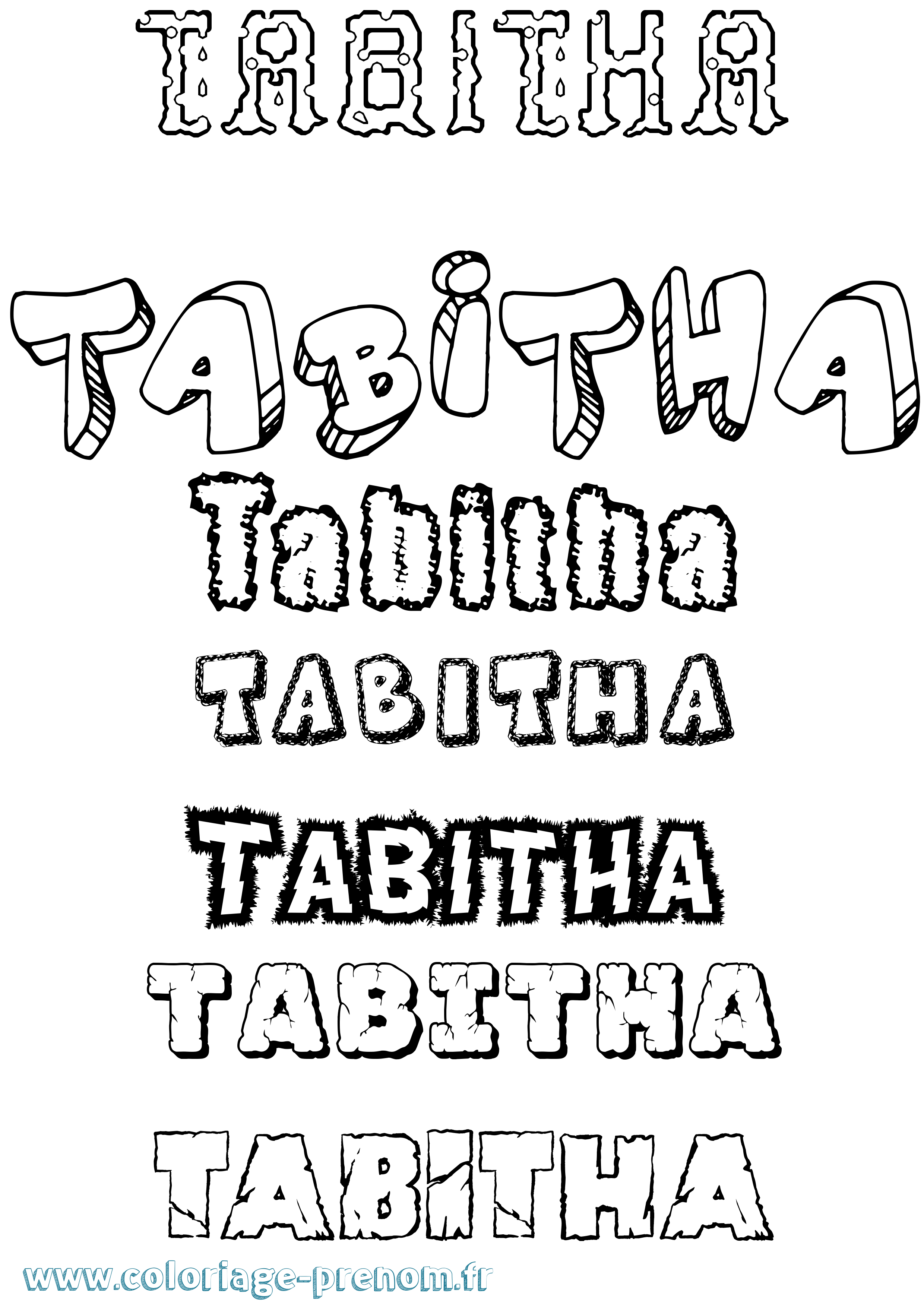 Coloriage prénom Tabitha Destructuré