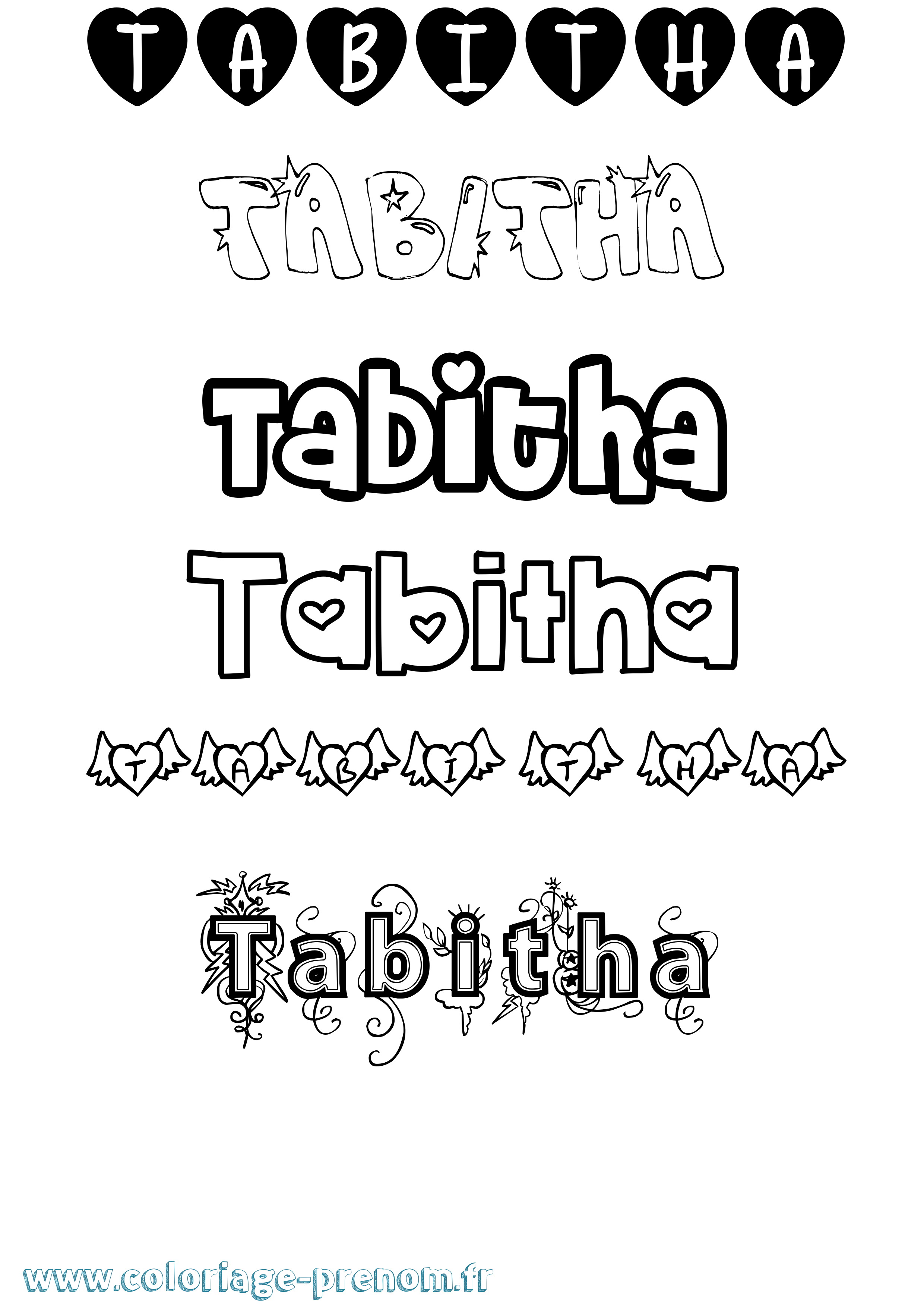 Coloriage prénom Tabitha Girly